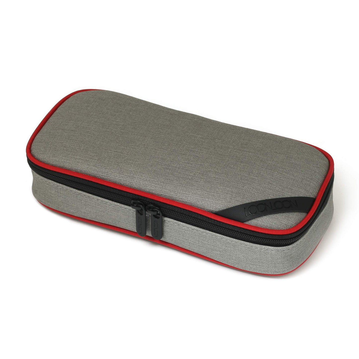LOONLOON 660 Rainy PU Leather Pencil Case, Two-Tier Pen Pouch, Gray