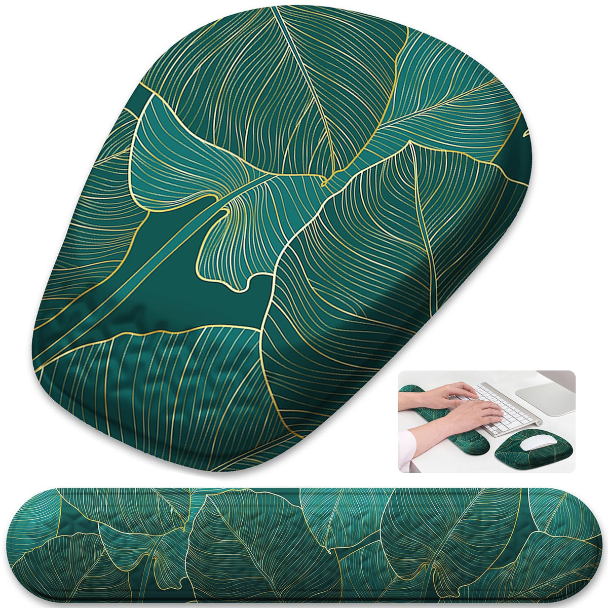 Laokiiy Mouse Pad with Wrist Rest, Comfortable Memory Foam Wrist Rest for Computer Keyboard