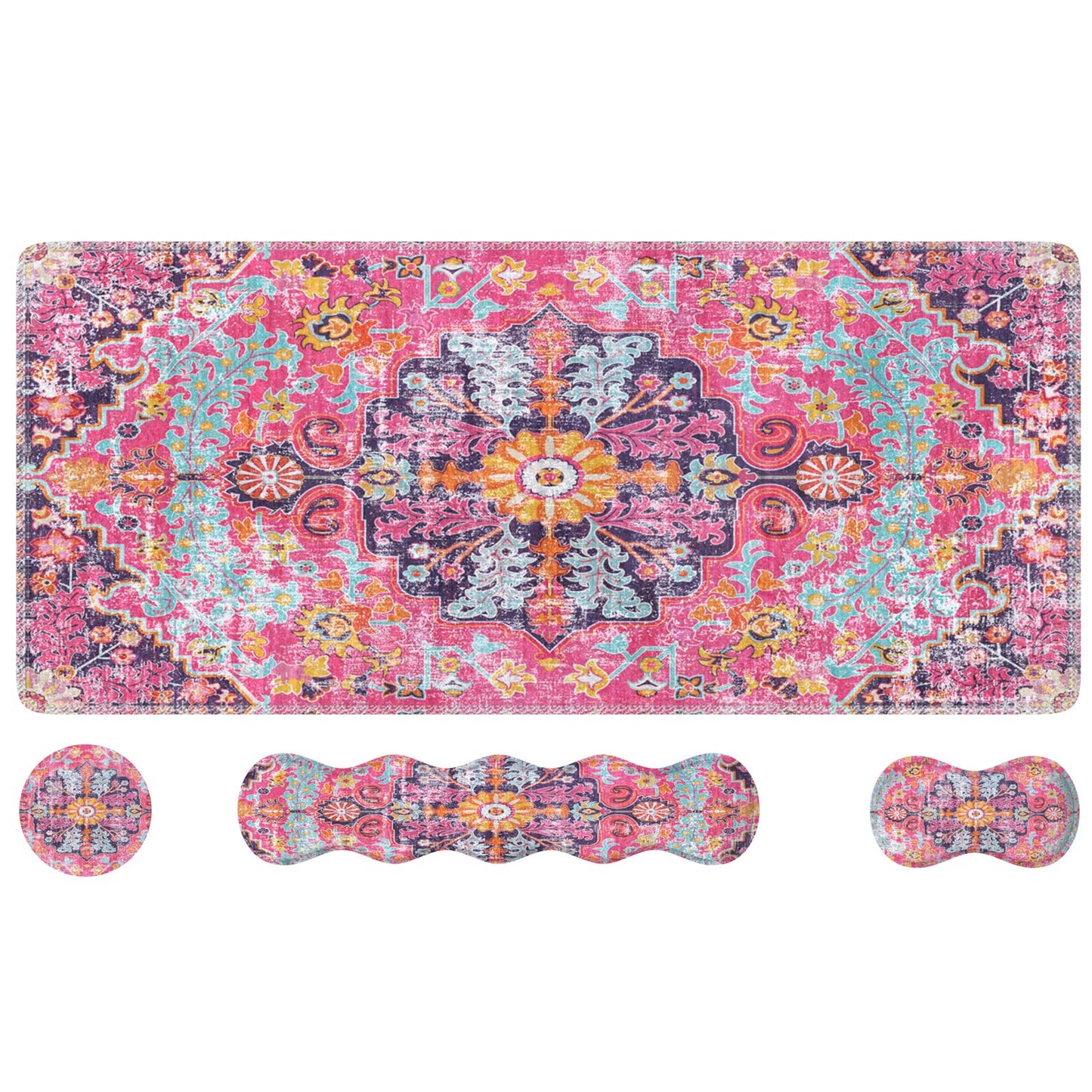 iLeadon Boho Desk Mat Set,Large Mouse Pad and Keyboard Wrist Rest