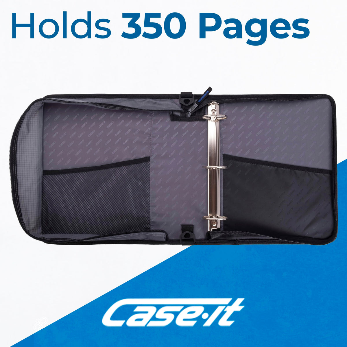 Case-it Zipper Binder | 2-Inch O-Rings | 400-Sheet | LT-007 Midnight Blue