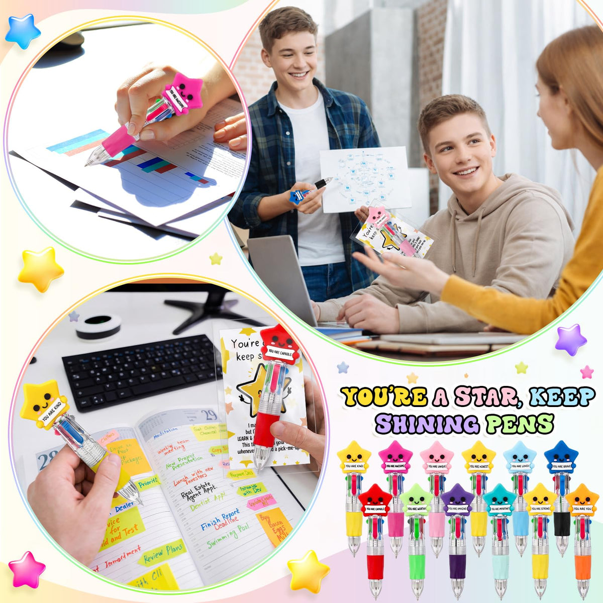Sayglossy 24 Set Star Party Favor Pens Bulk, You're a Star Gifts with Card