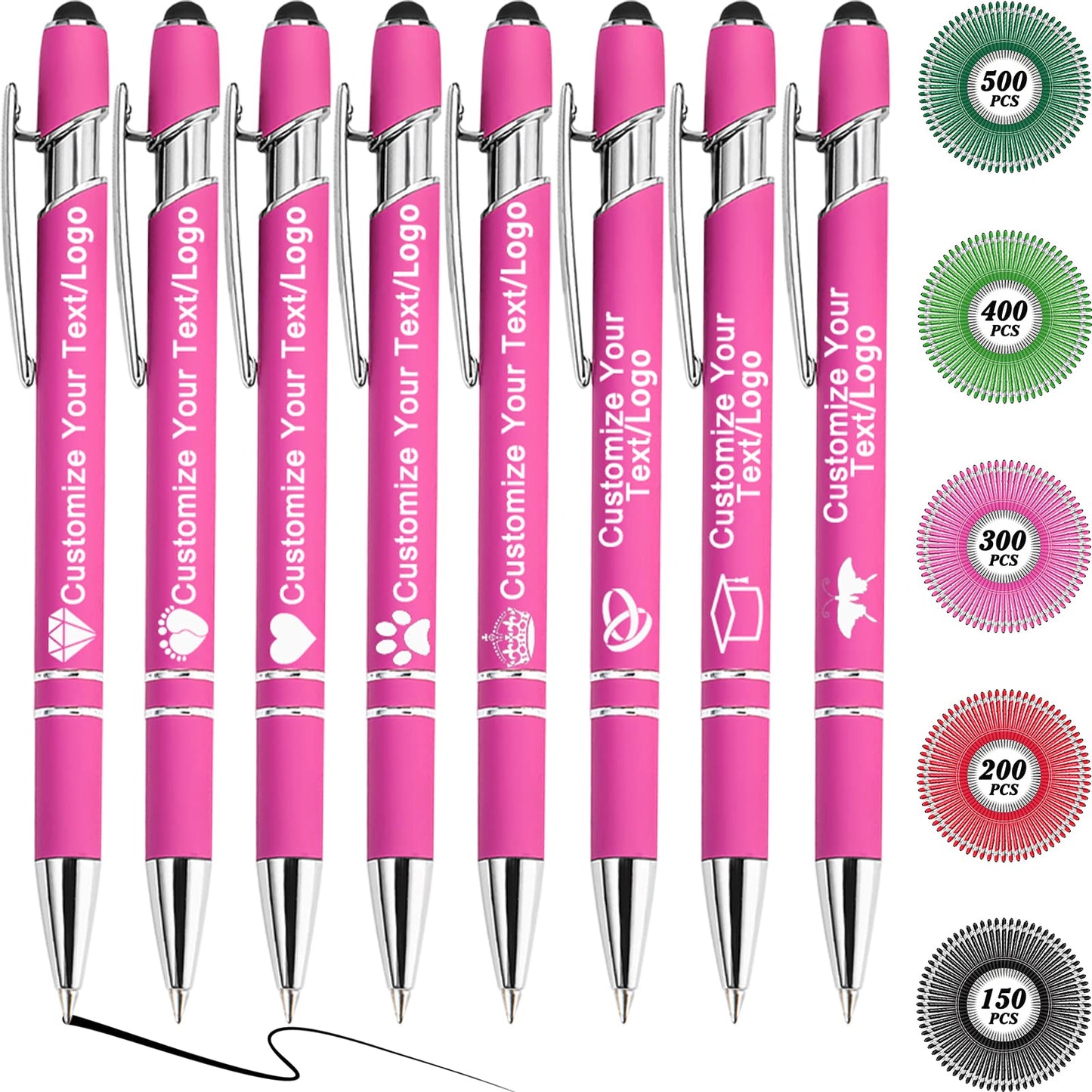 MOUZYLCASE 12 Pcs Personalized Pens Custom Ballpoint Pens with Name Logo Customized Ink Pens with