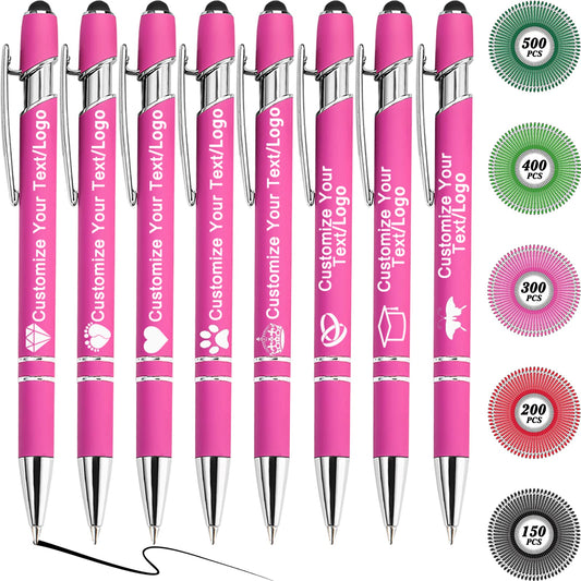 MOUZYLCASE 12 Pcs Personalized Pens Custom Ballpoint Pens with Name Logo Customized Ink Pens with