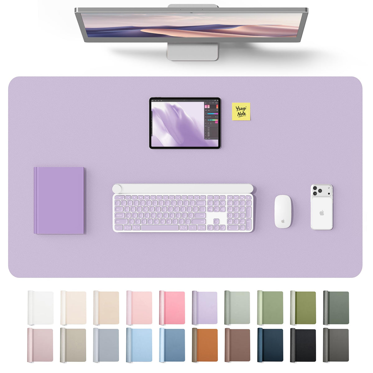 YSAGi Leather Desk Protector, Office Mat, Large Mouse Mat, Non-Slip PU Leather Blotter, Laptop Desk