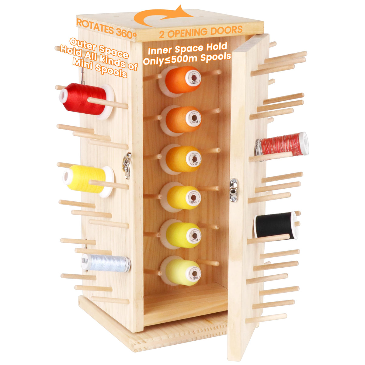 New brothread 129 Spools 360° Fully Rotating Wooden Thread Rack