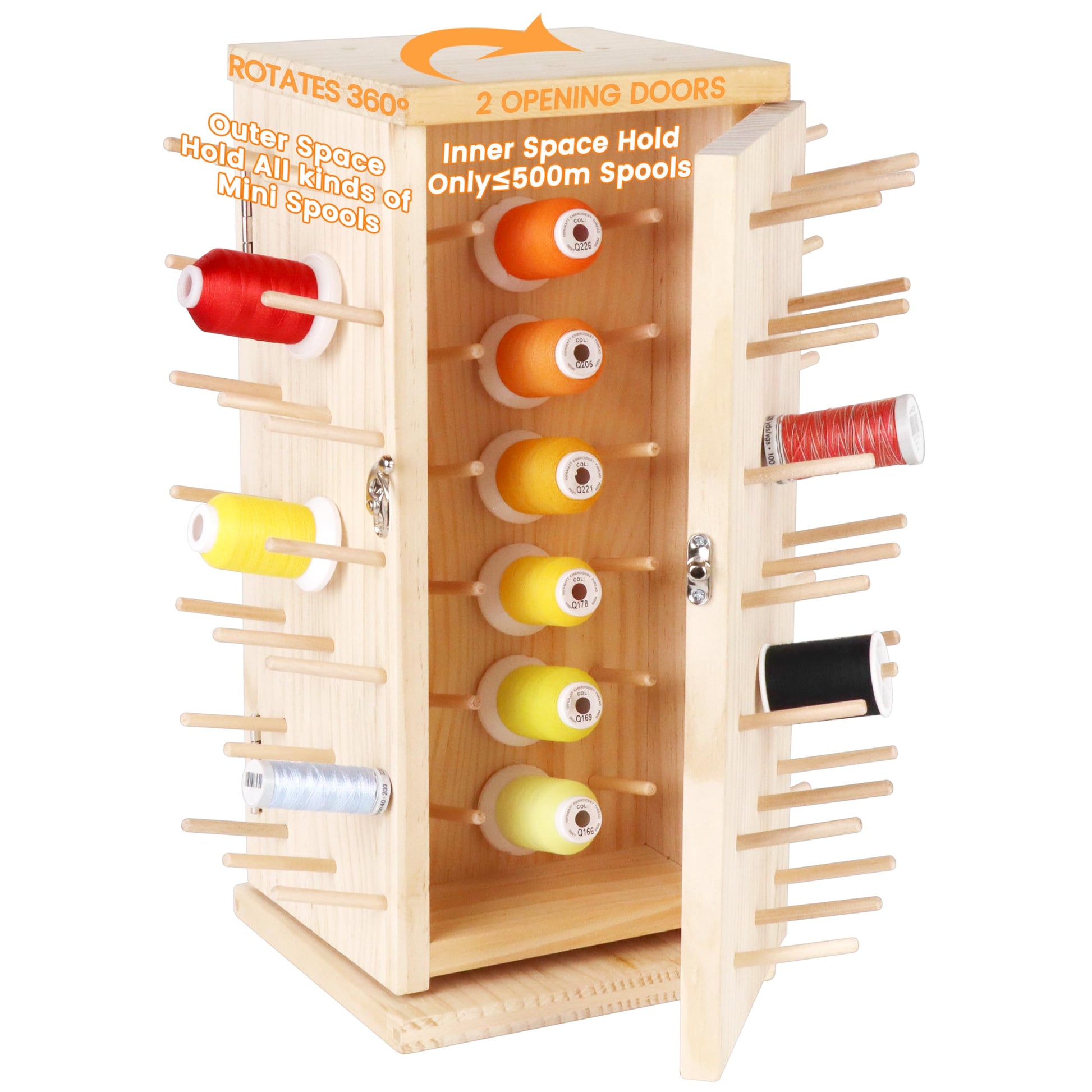 New brothread 129 Spools 360° Fully Rotating Wooden Thread Rack
