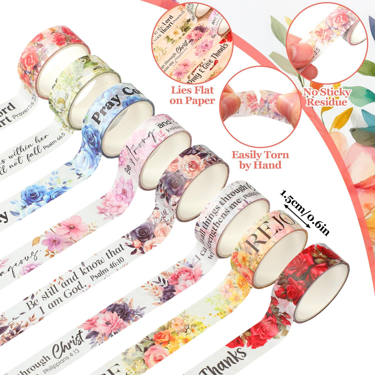 Janlaugh 24 Rolls Back to School Christian Washi Tape