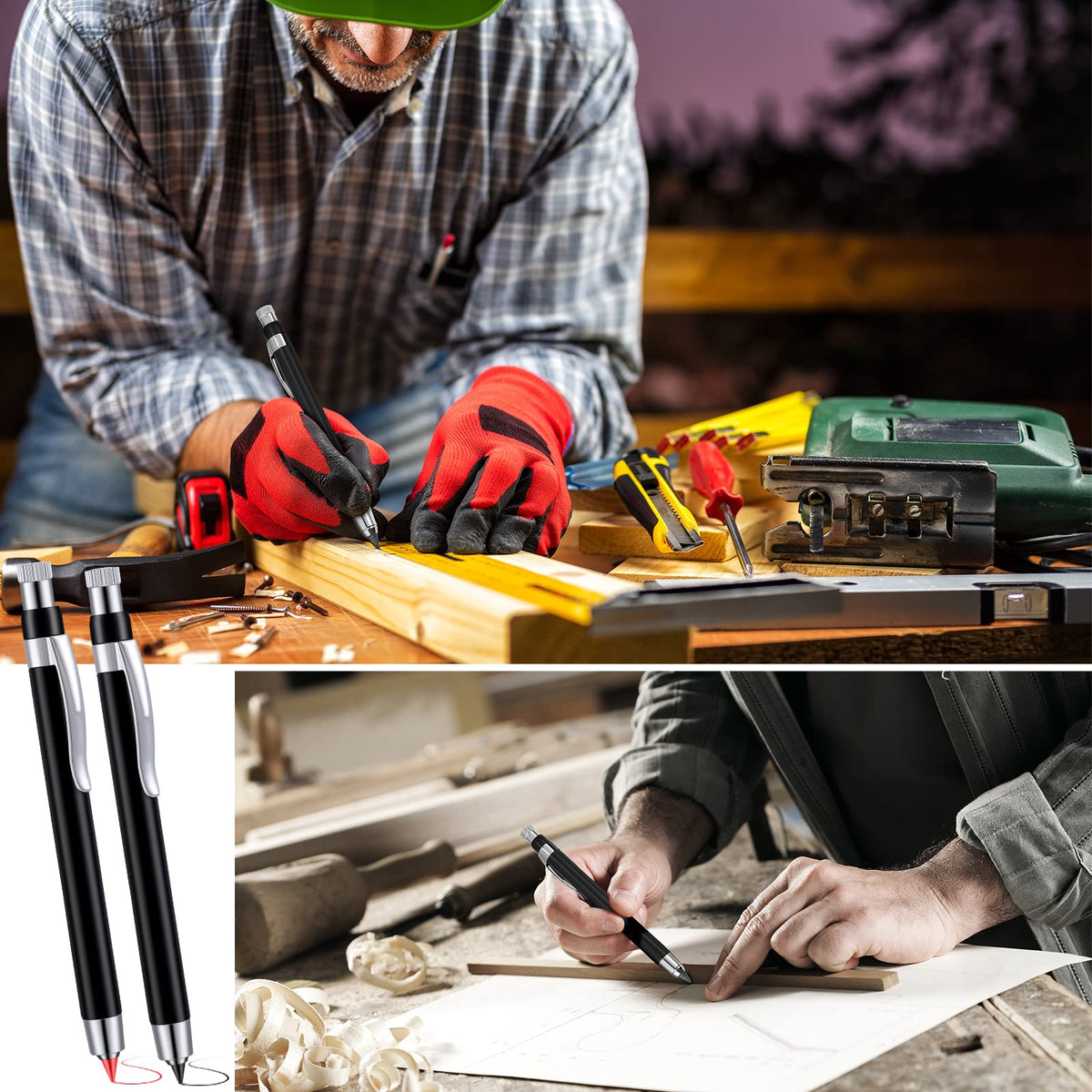 Lincia 5.6 mm Diameter Mechanical Pencil Artist Carpenter Drafting Pencils Metal Marker with Built