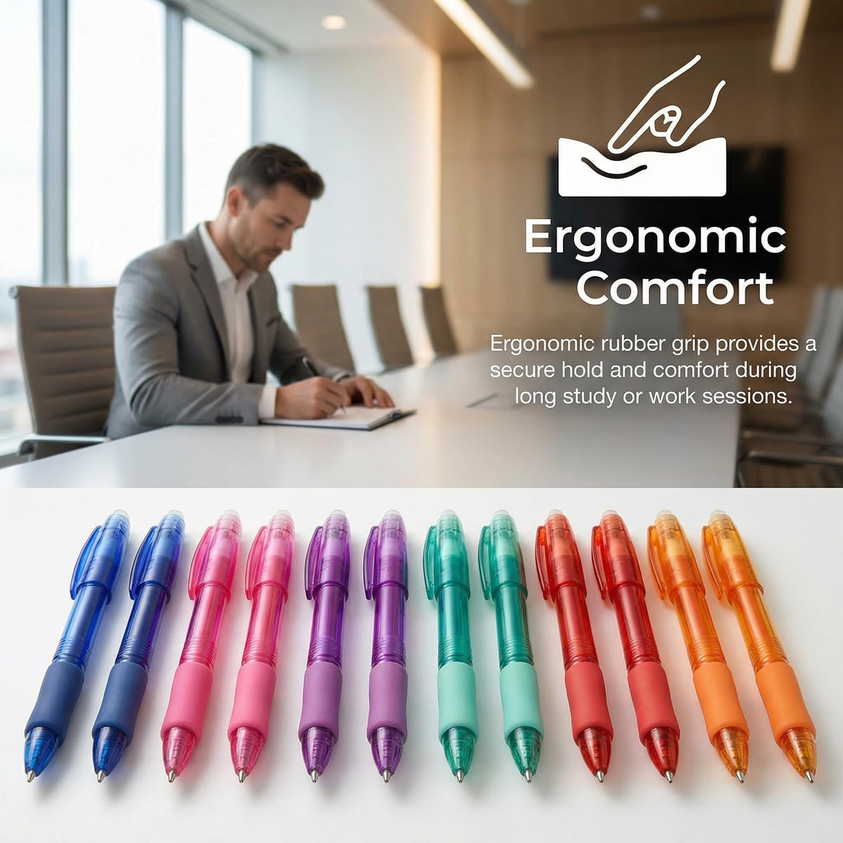 Volcanics Erasable Gel Pens, 0.7mm Medium Point, 6 Colors, 36 Pack
