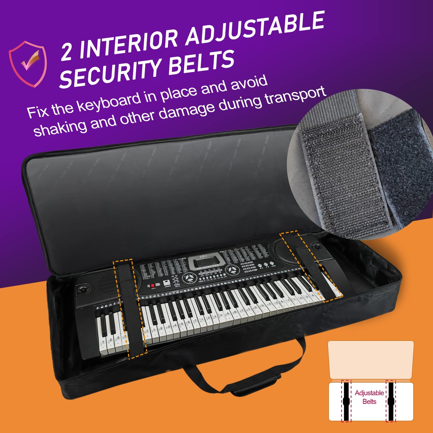 Ruibo 61 Key Keyboard Gig Bag Case,Portable Durable Keyboard Piano Waterproof 600D Oxford Cloth
