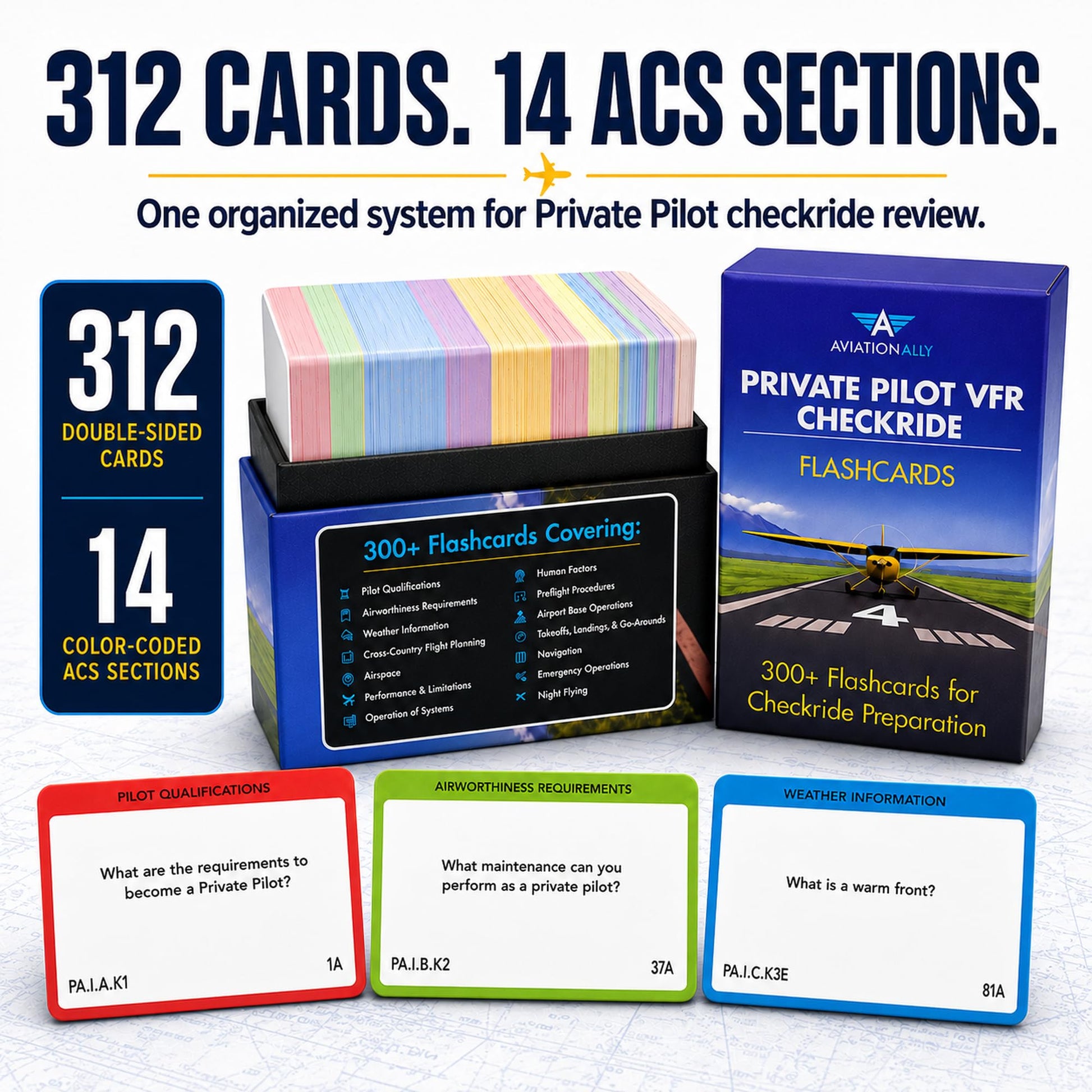 Aviation Ally Private Pilot VFR Flashcards | 300+ Checkride & Oral Exam Study Cards | CFI-Reviewed