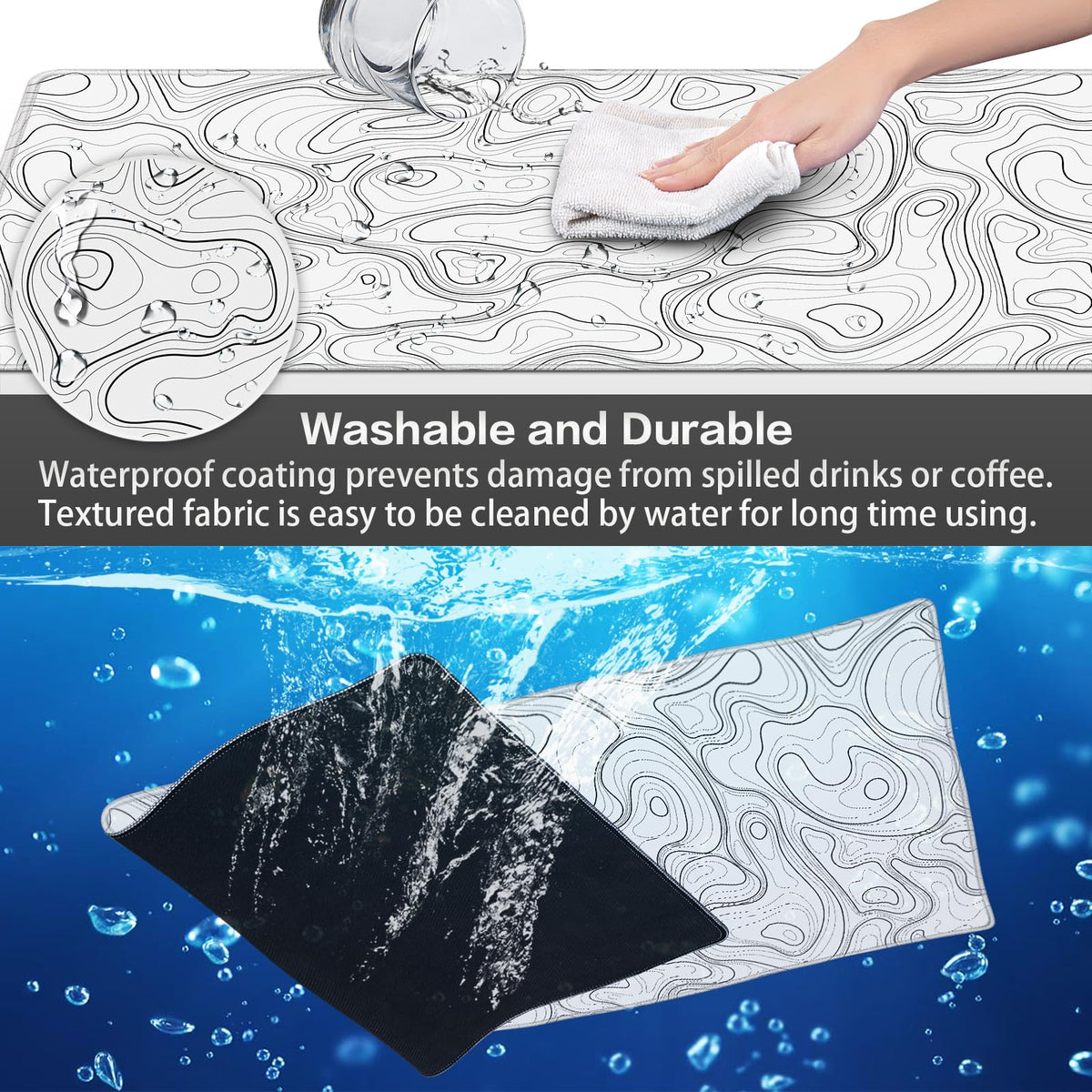Canjoy Gaming Mouse Pad, 31.5x15.7in Topographic Large Mouse Pads for Desk