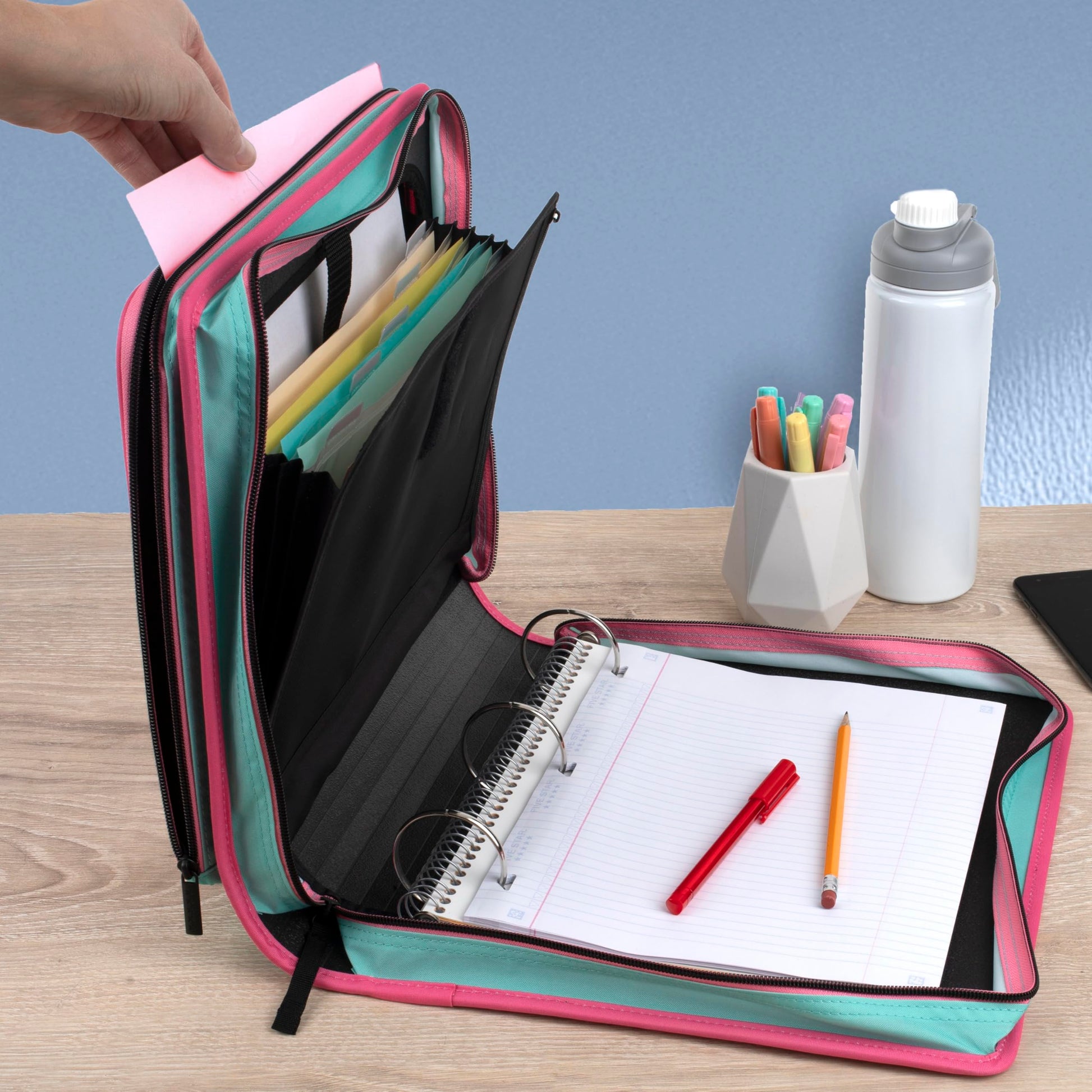 Five Star Zipper Binder 2 Inch O-Rings Case Organiser with Multi-Access and 5-Tab Expanding File