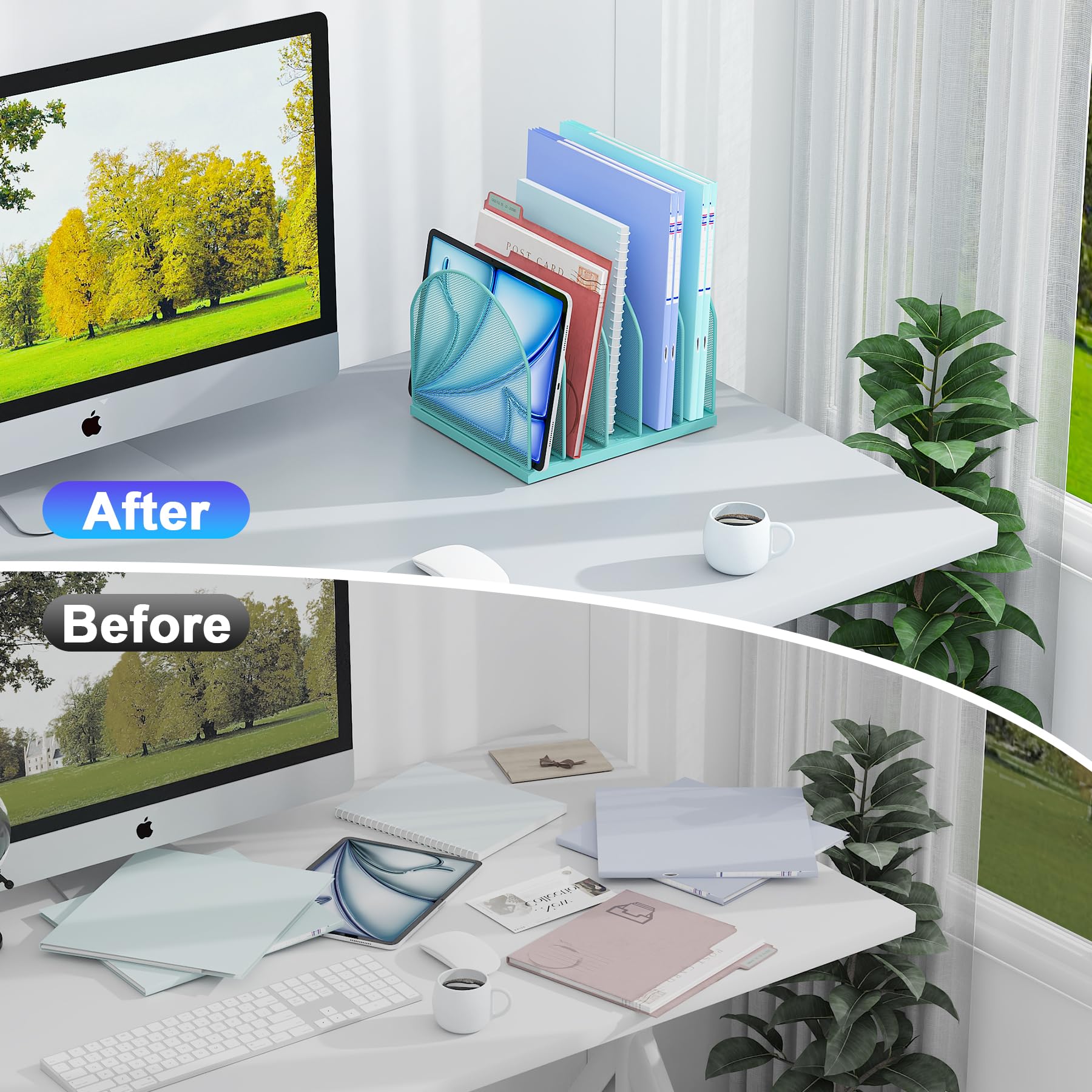 gianotter Desktop File Organizer with 5 Compartments