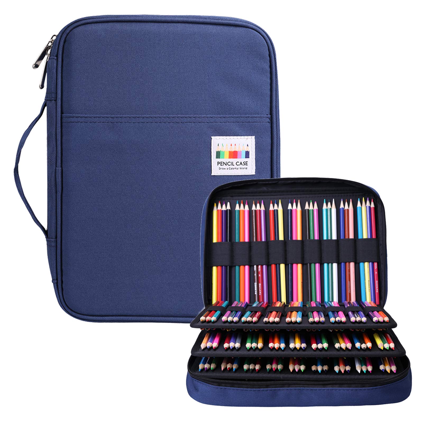 BOMKEE Pencil Case for Adults 220 Slots Colored Pencils Gel Pen Organizer Bag with Zipper for
