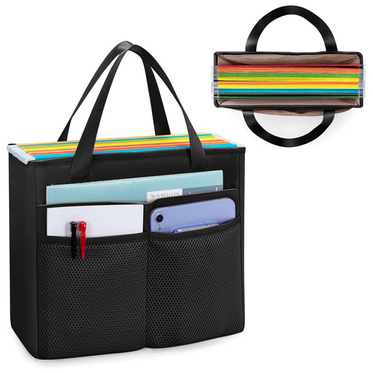 Prokva File Folder Tote Bag with Handle, Document Organizer Box, Black