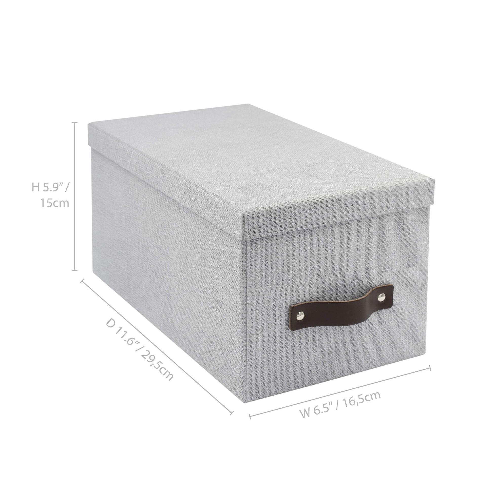 Bigso Box of Sweden Silvia Organizational Storage Box with Leather Handle for Shelves and Stacks