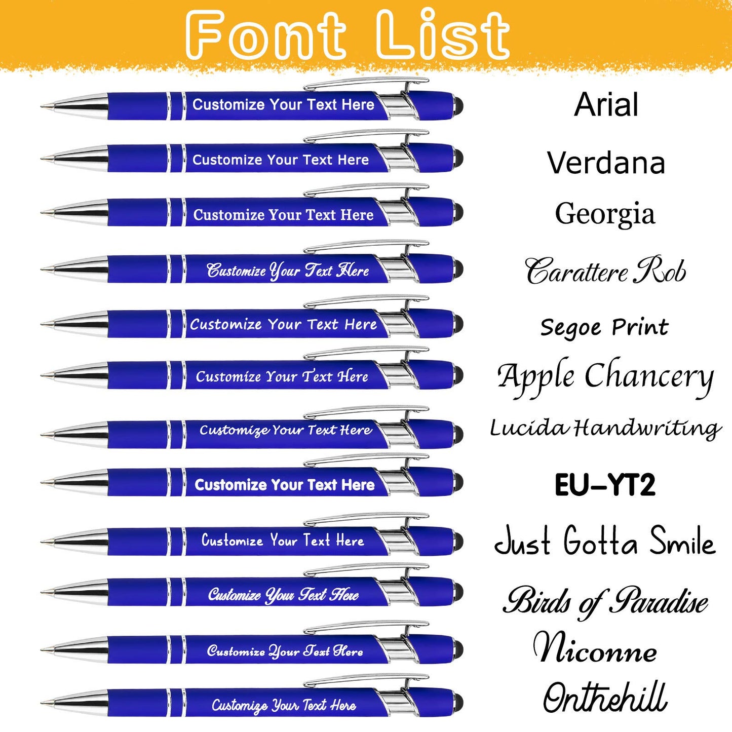Amlion Custom Pens Personalized Bulk, Customized Ballpoint Pens with Stylus Name Message Logo