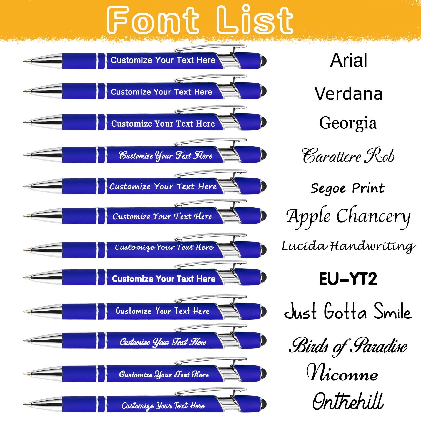 Amlion Custom Pens Personalized Bulk, Customized Ballpoint Pens with Stylus Name Message Logo