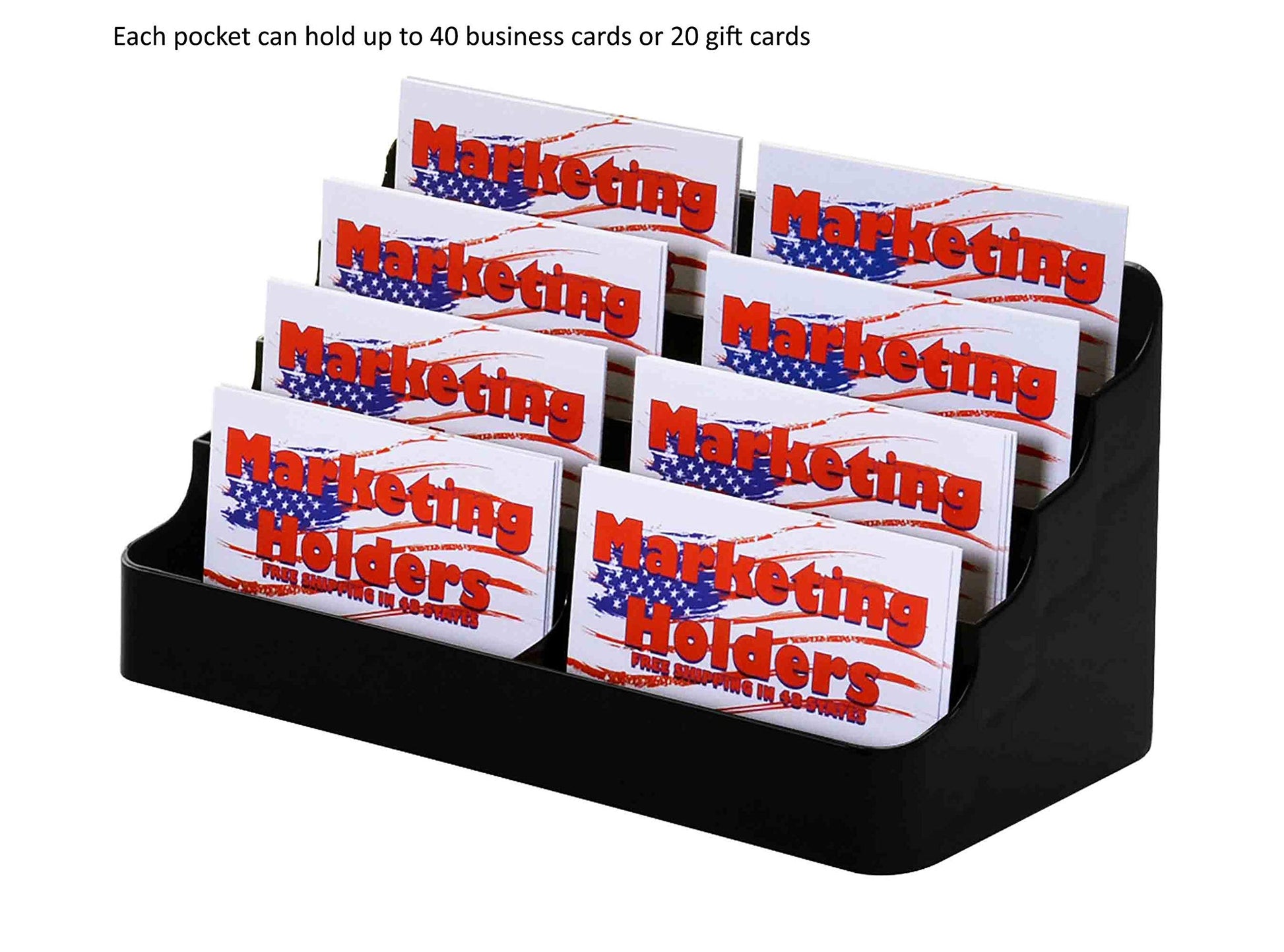 Business Card Holder Acrylic Four Tiers Eight Pockets Counter Holds 3.5" x 2" Appointment Cards for