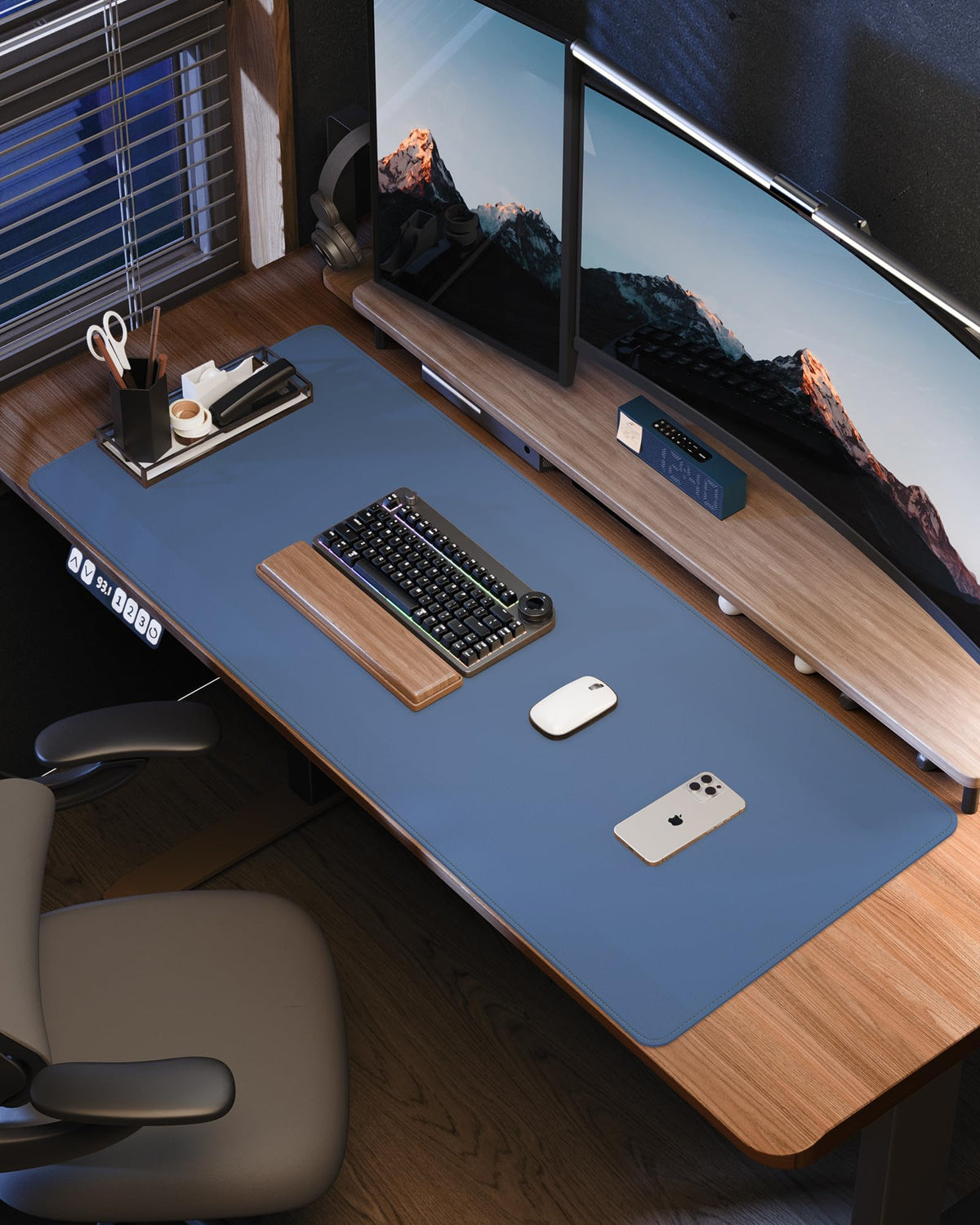 Leather Desk Pad Protector- 48" x 17" Office Desk Mat, Non-Slip PU Leather Mouse Pad, Waterproof