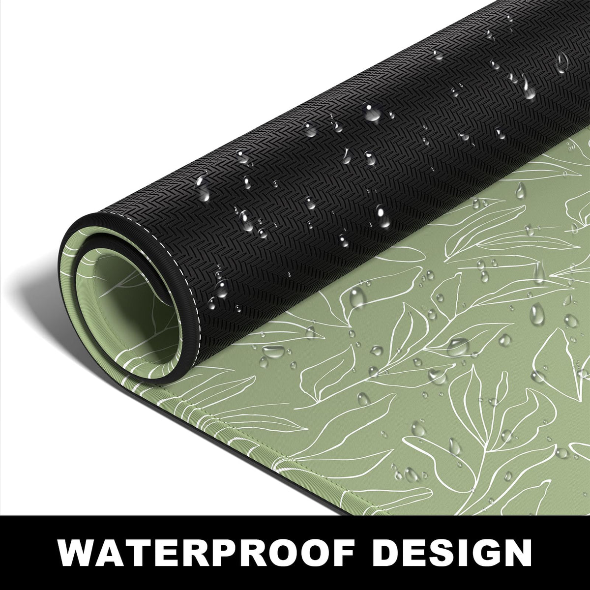 BosoBo Large Gaming Desktop Mat - XXL XXL Full Cover 35.5 x 15.7 Inches, Minimalist Green Leaf