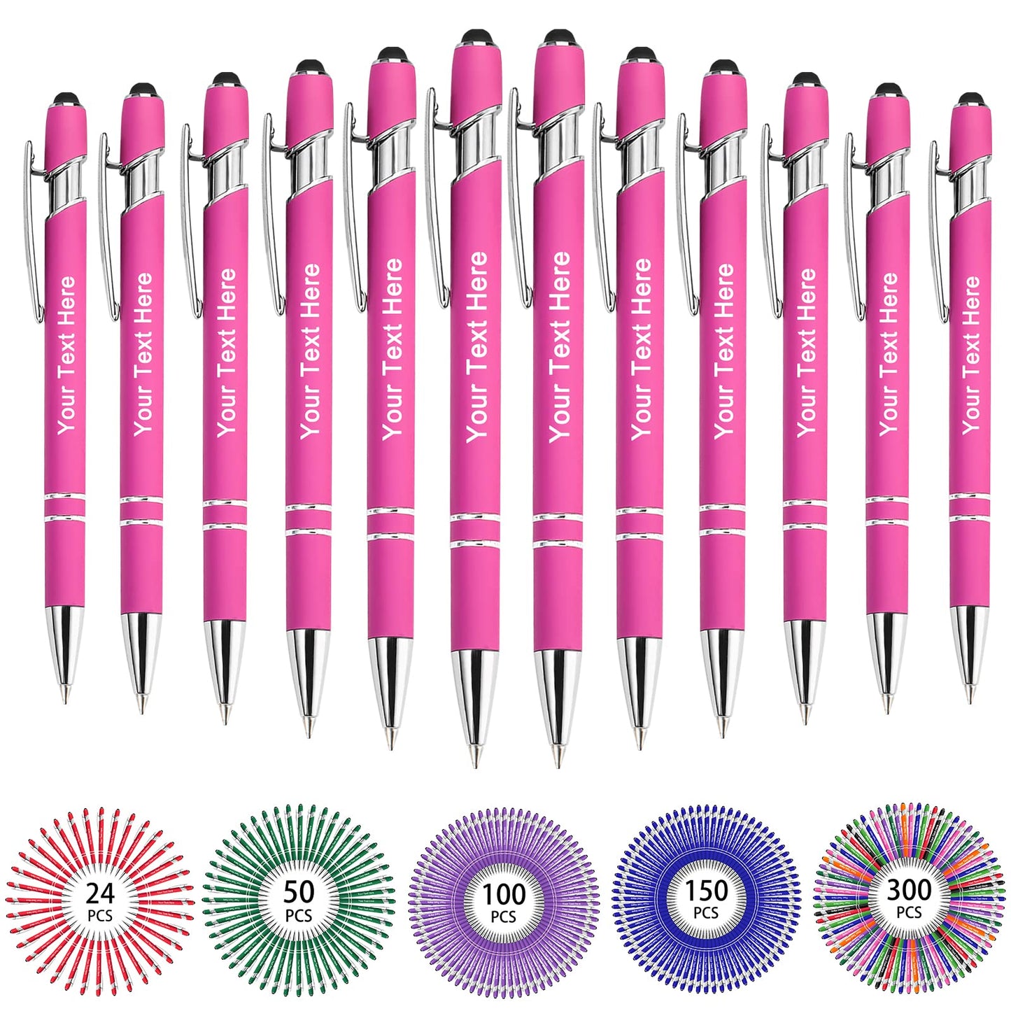 Hapelf Up to 500 Bulk Personalized Pens Custom Engraved Ballpoint Pen with Stylus Tip Retractable