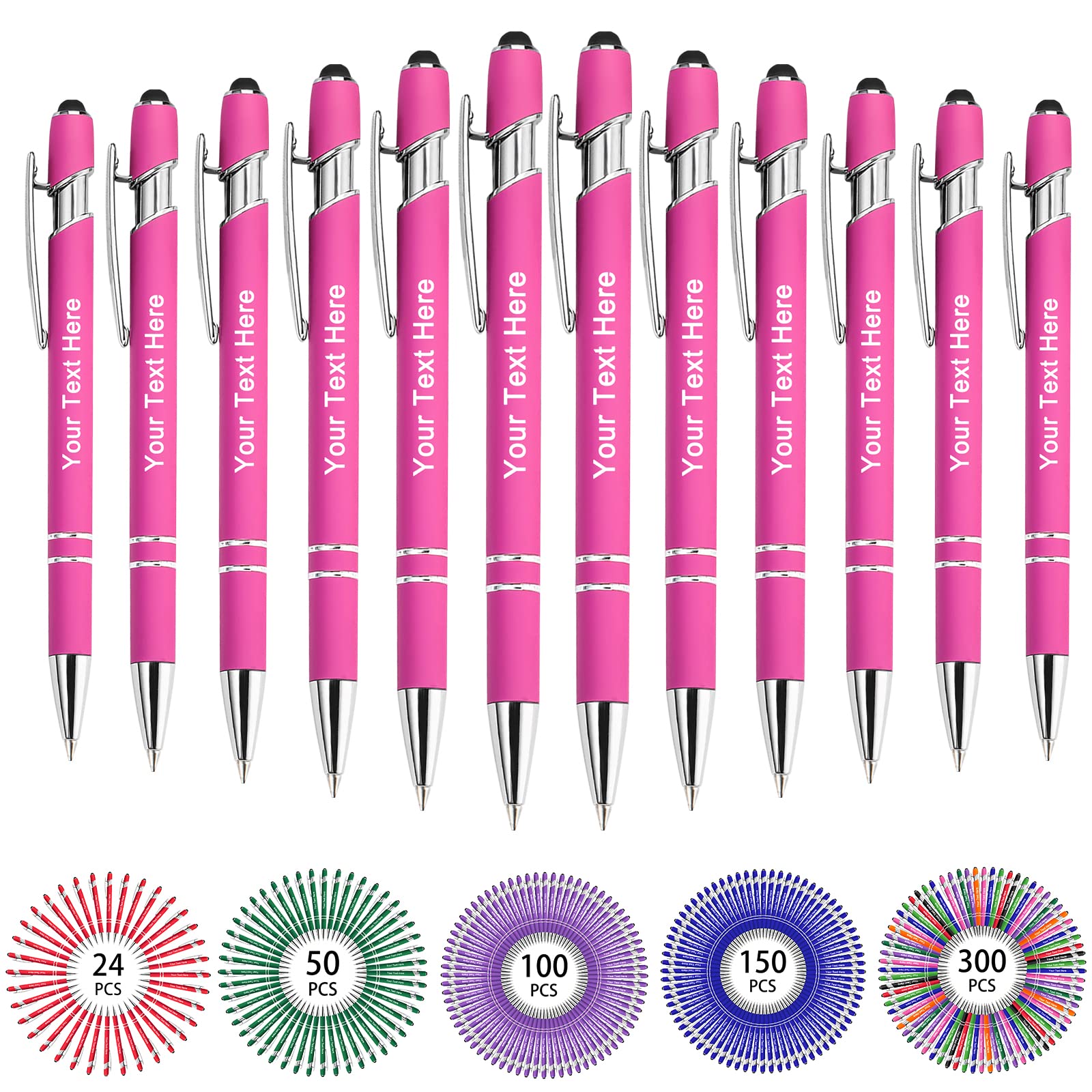 Hapelf Up to 500 Bulk Personalized Pens Custom Engraved Ballpoint Pen with Stylus Tip Retractable
