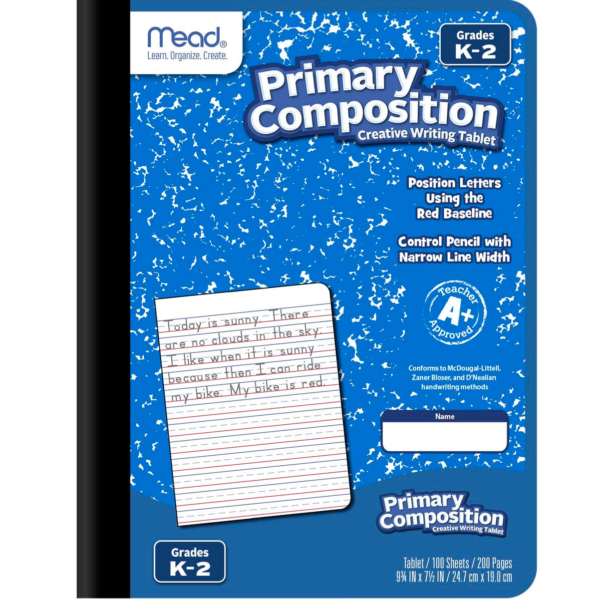 Mead Primary Composition Book, 4 Pack, Primary Ruled Journal, Grades K-2, 7-1/2" x 9-3/4", 100