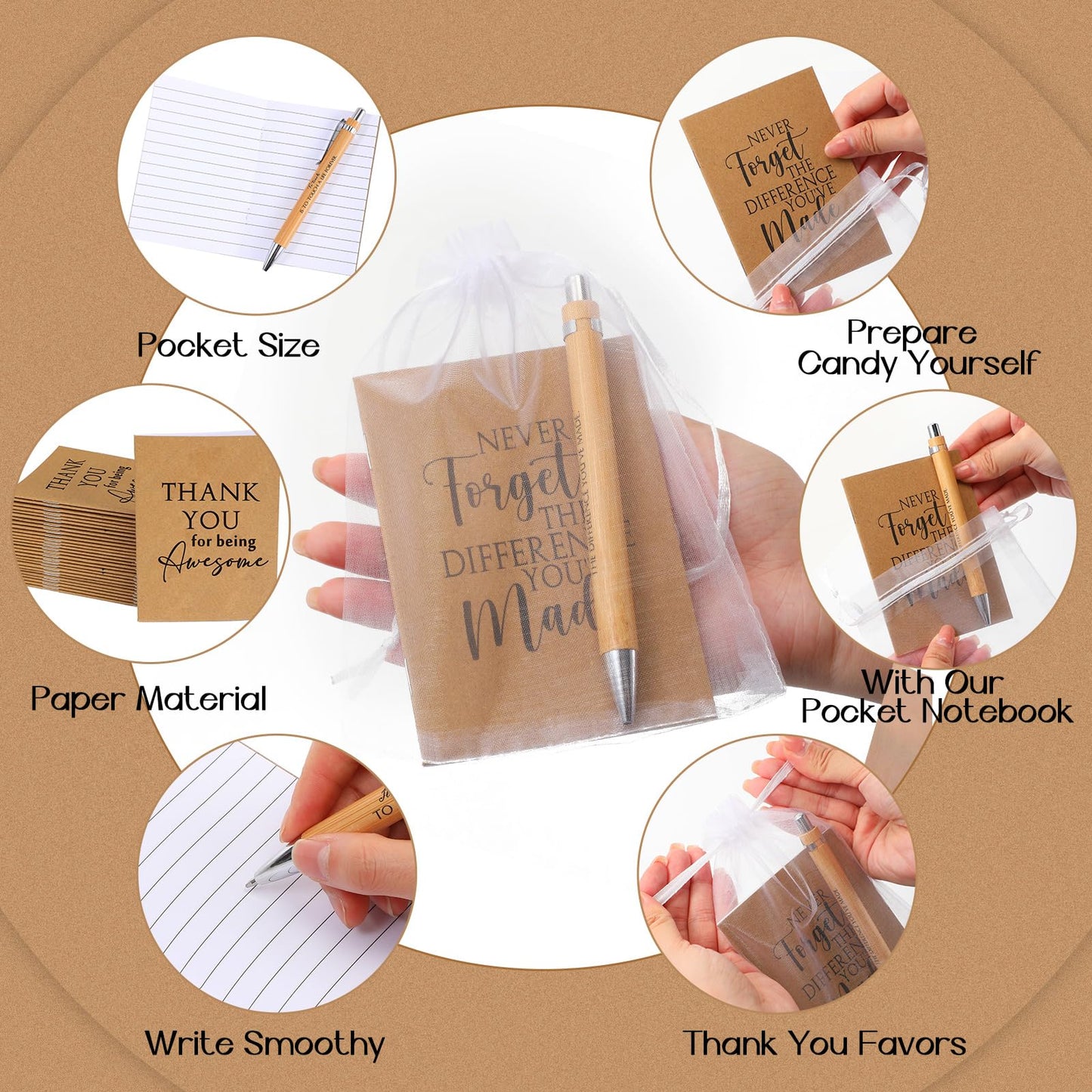 Teling 30 Sets Employee Appreciation Gifts Include Thank You Notebook Inspirational Wooden