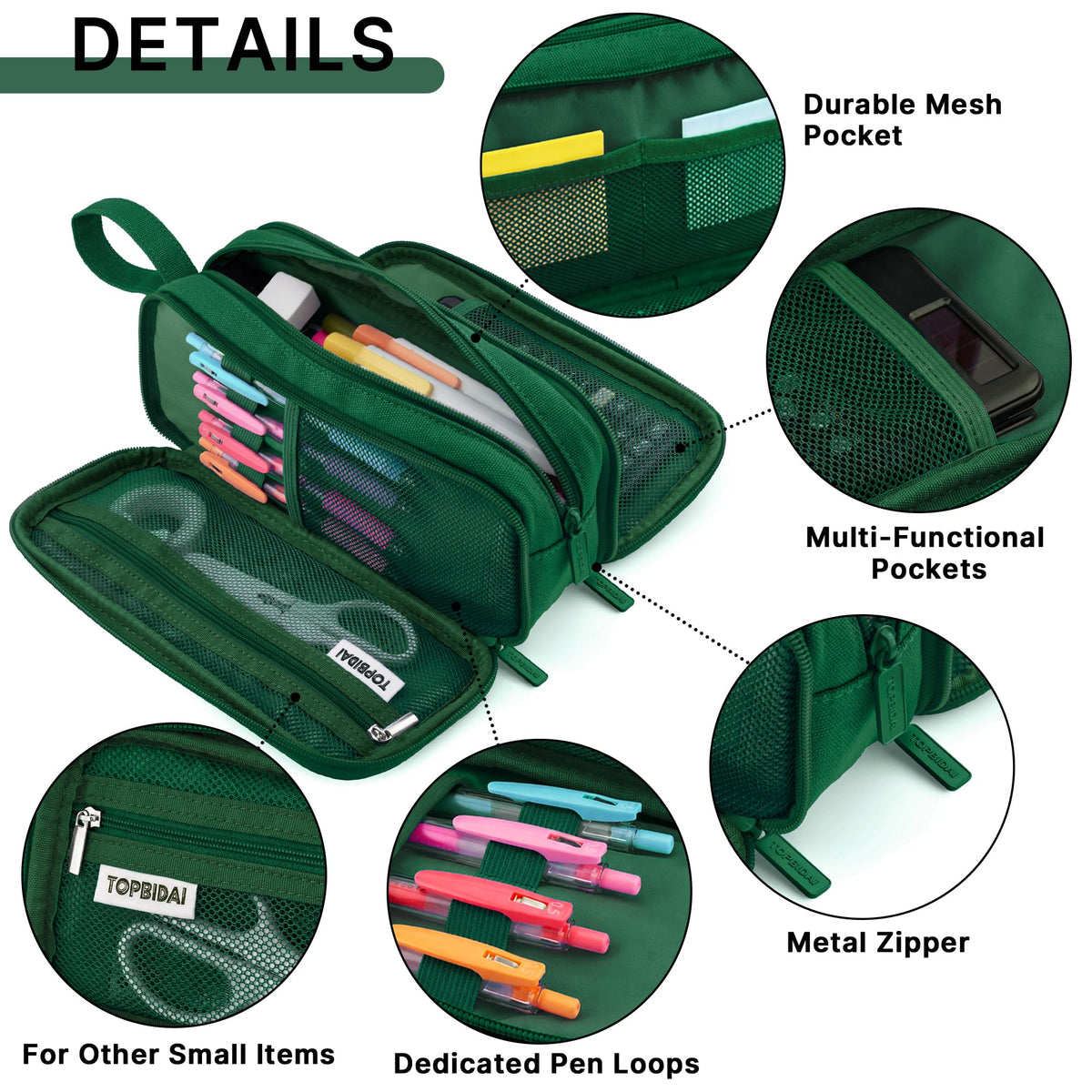 TOPBIDAI Large Pencil Case Pouch for Girls Boy Women Men Adults