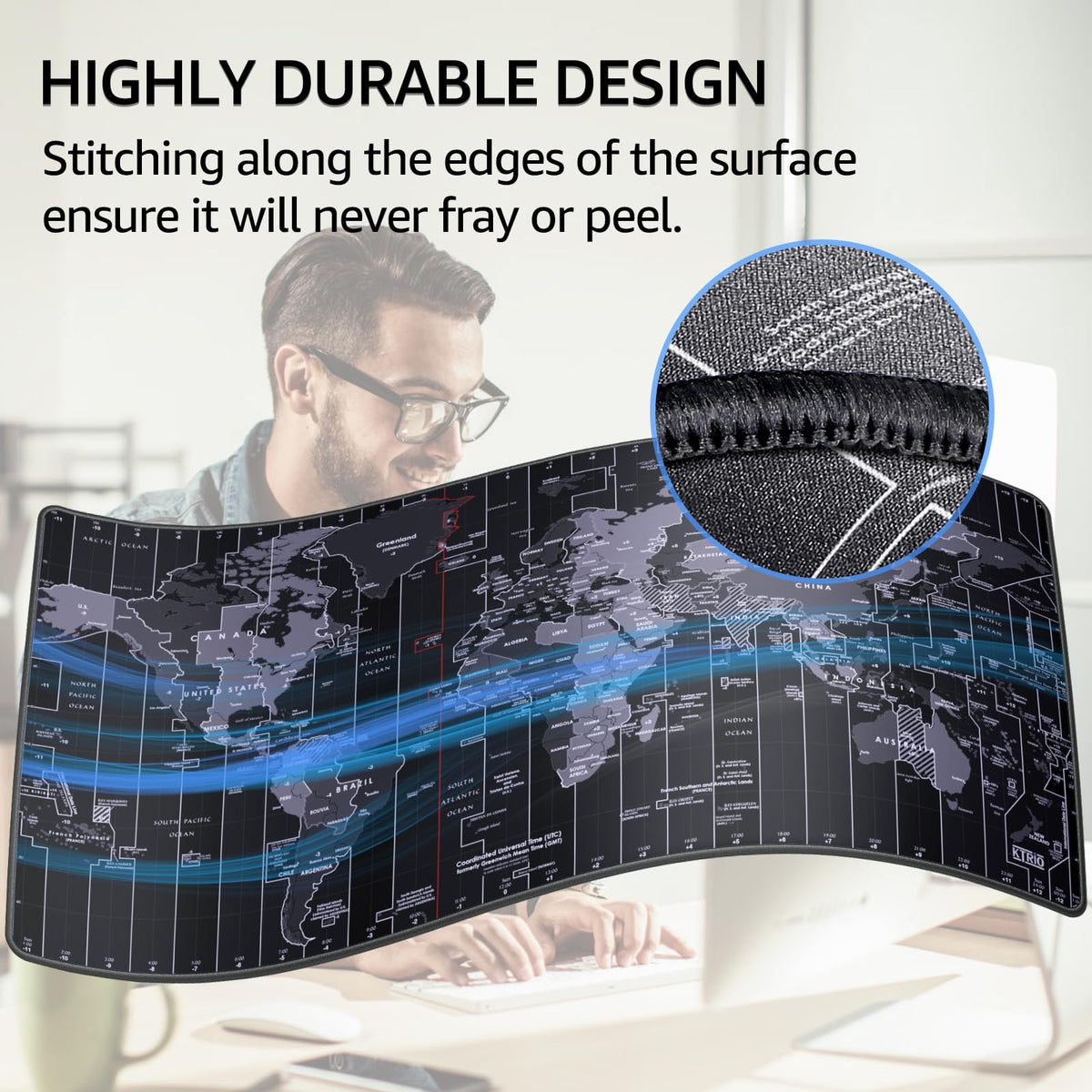 KTRIO Large Gaming Mouse Pad, Desk Mat, 31.5 x 15.7 in, World Map, XXL