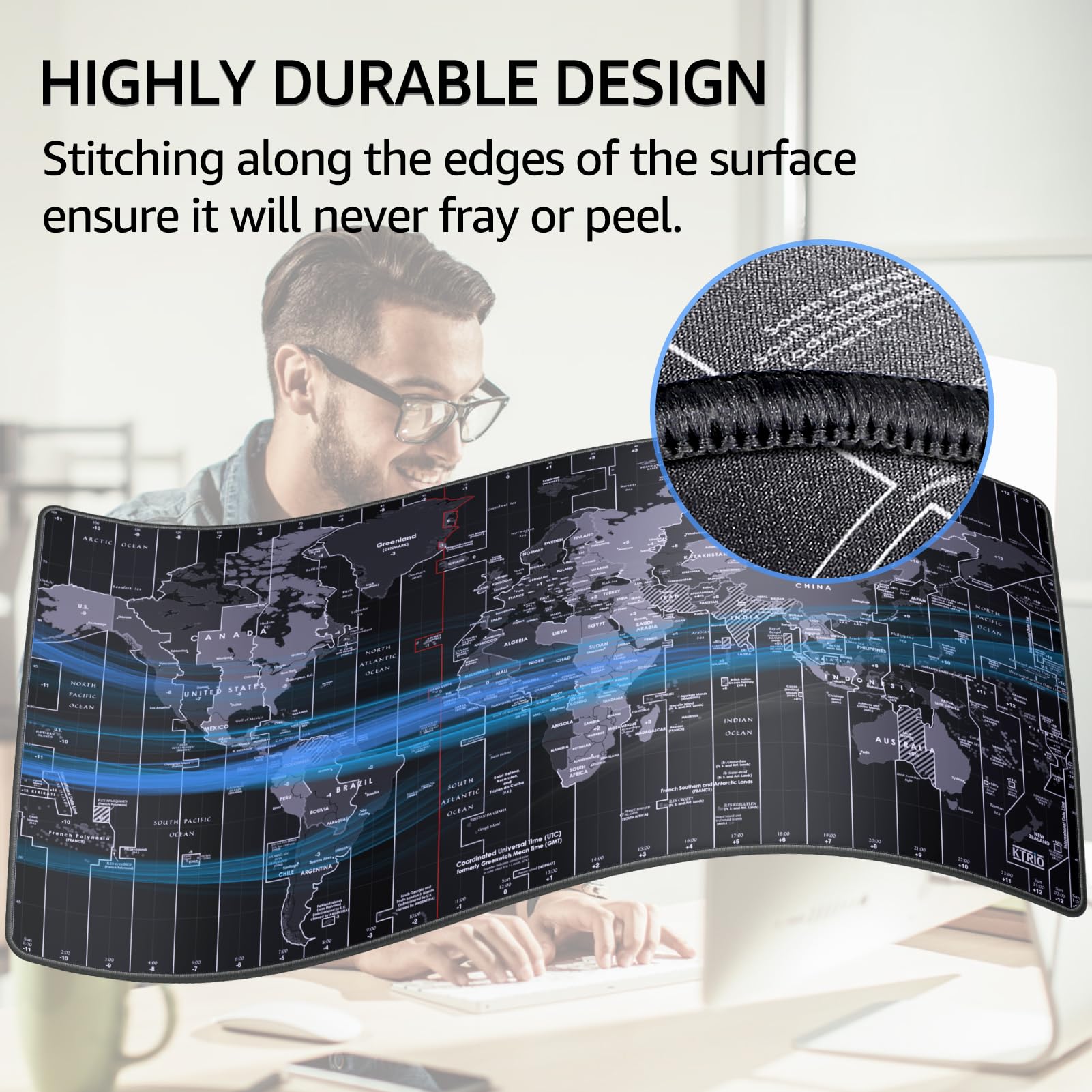 KTRIO Large Gaming Mouse Pad, Desk Mat, 31.5 x 15.7 in, World Map, XXL