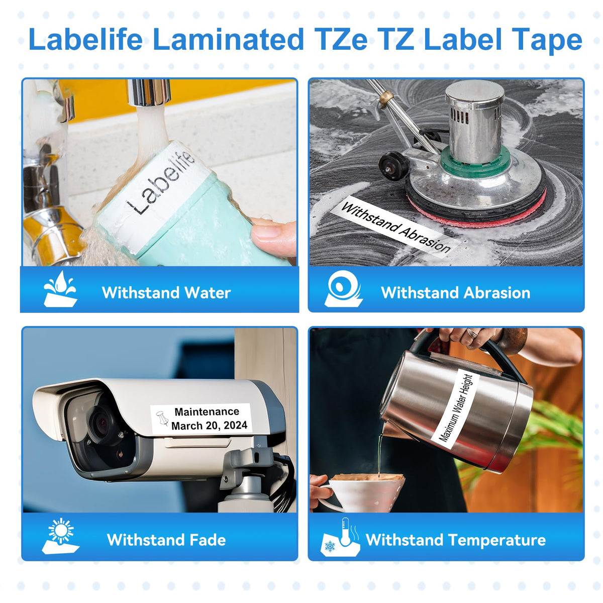 36mm Label Tape TZe-261 Replacement for Brother P Touch TZe TZ Tape 1.4''