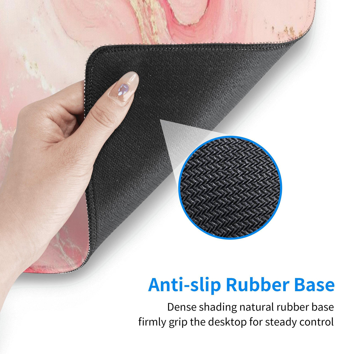 Pink Gold Marble Mouse Pad XL Large Mousepad Non Slip Rubber Base Desk Mat for Laptop Computer