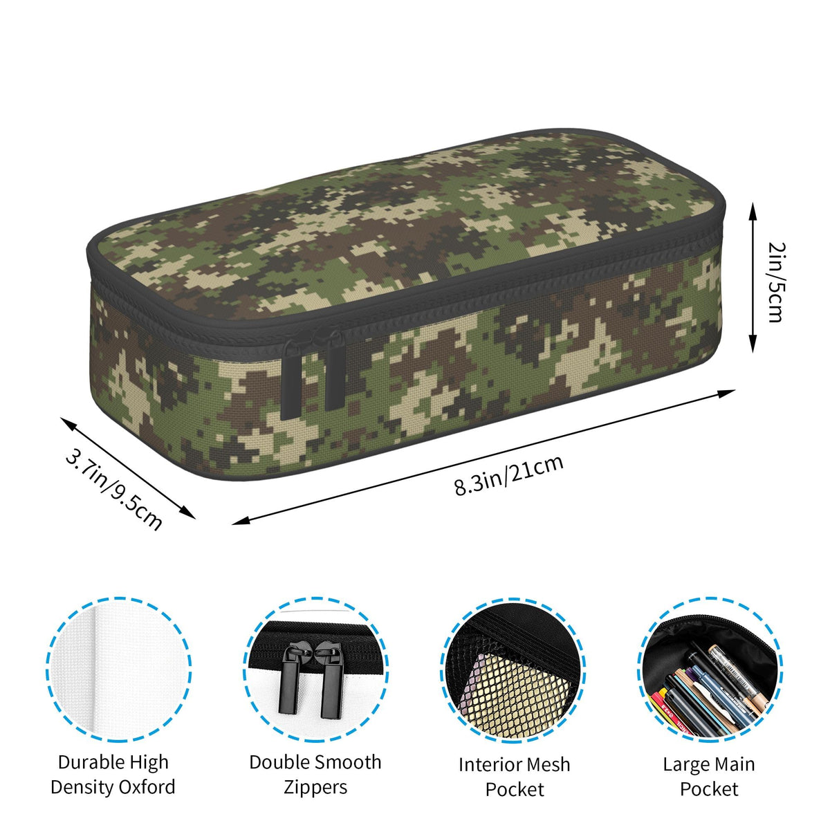 YIJIUWKIS Camo Pencil Case for Kids Boys Girls, Big Capacity Green Pencil Pouch, Portable Pencil