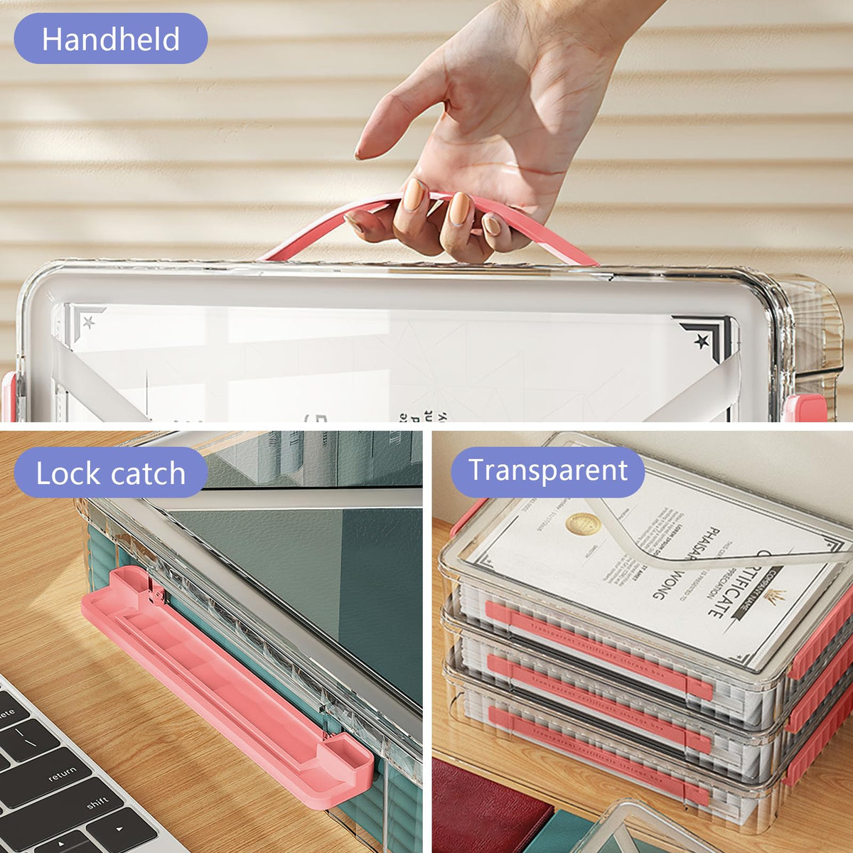 Marte Vanci Plastic Storage Bin with Lid Portable Project Case with Handle Clear Storage Box