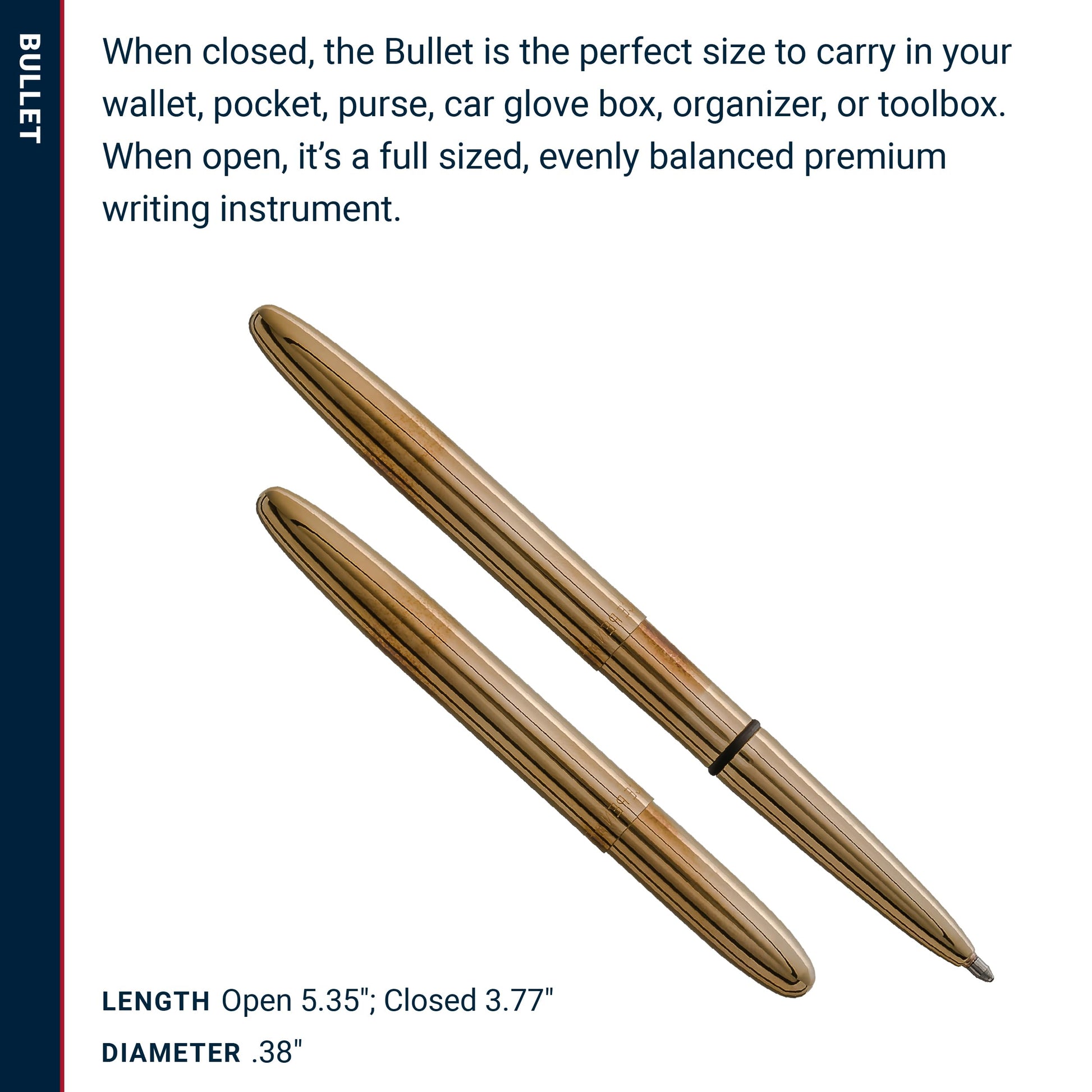 Fisher Space Pen Brass Alloy Pressurized Ballpoint Bullet Pen, Gift Box