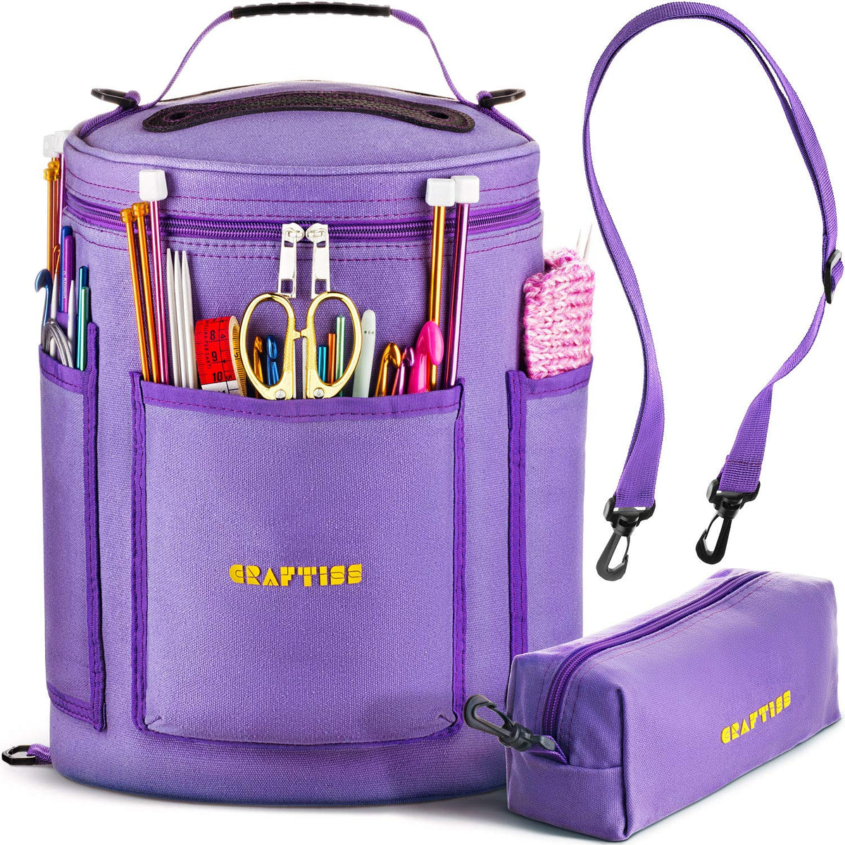 CRAFTISS Crochet Bag Organizer & Yarn Storage Bag, Knitting Bag and Yarn Holder with Removable
