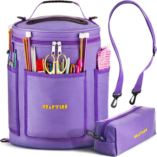 CRAFTISS Crochet Bag Organizer & Yarn Storage Bag, Knitting Bag and Yarn Holder with Removable