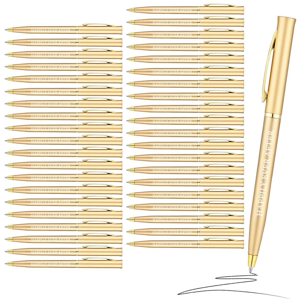Outus 100 Pcs Wedding Favors Pens Metal Bulk Slim Ballpoint Pen, Gold
