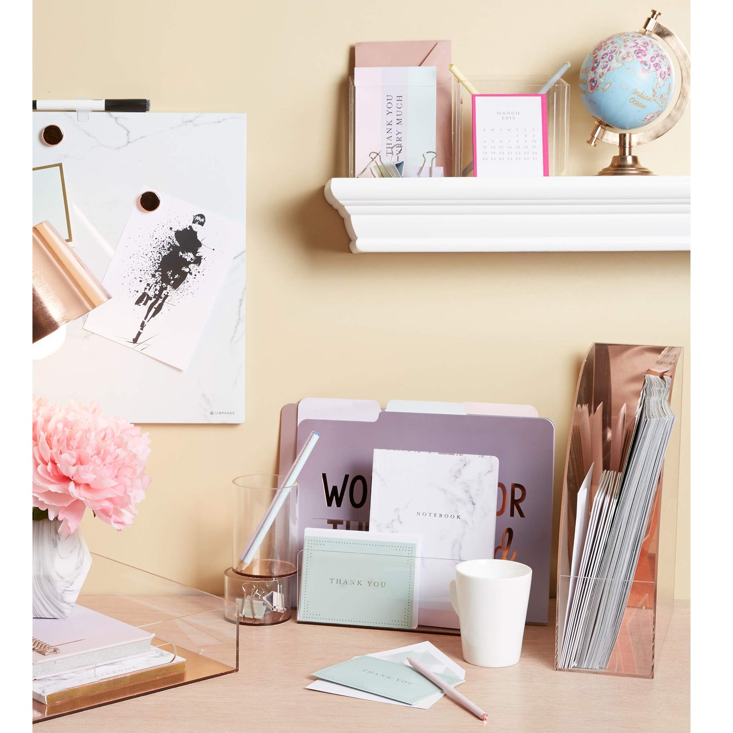 C.R. Gibson Rose Gold Clear Acrylic File Holder