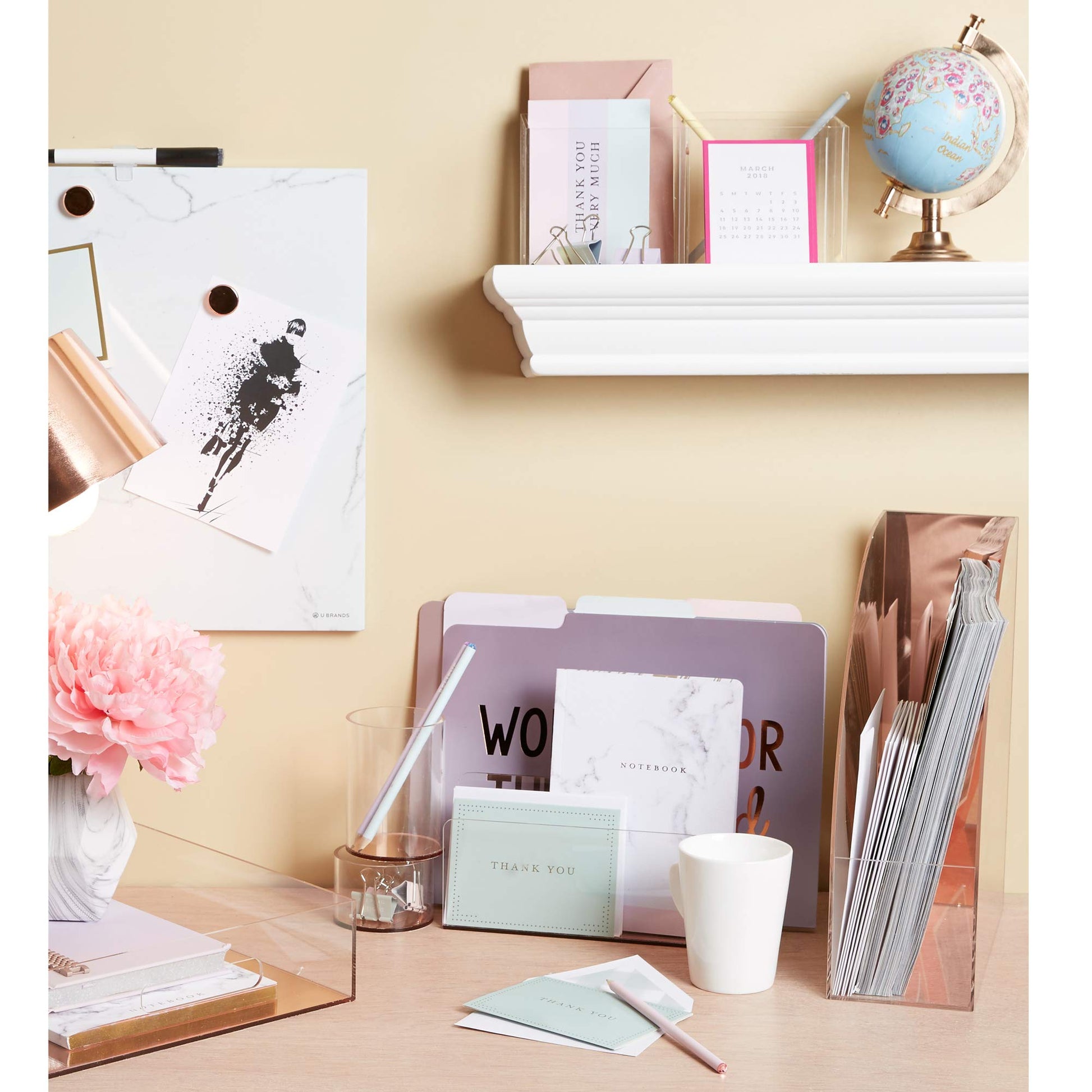 C.R. Gibson Rose Gold Clear Acrylic File Holder