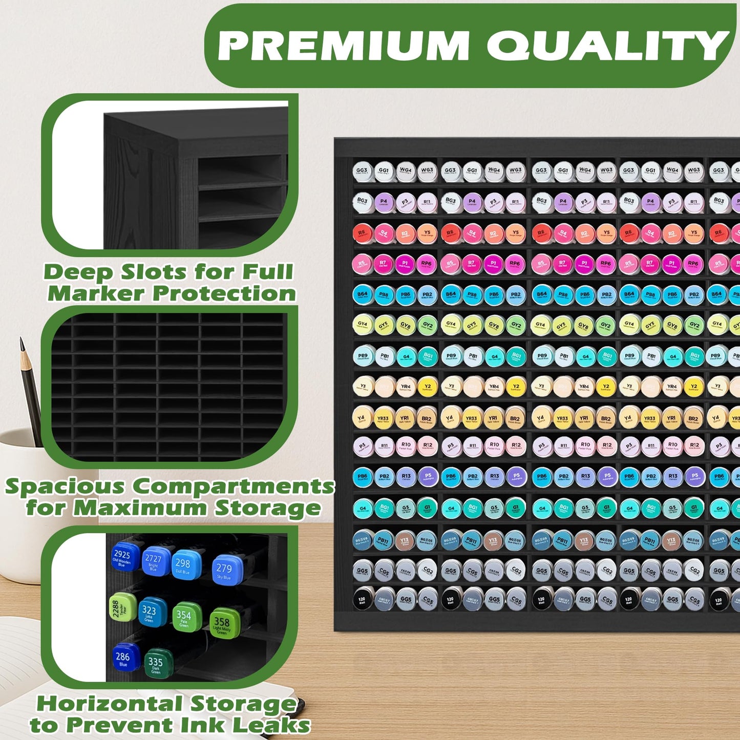 PROLEE Markers Organizer with 90 Compartments for 360 Marker Storage Art Pens Storage