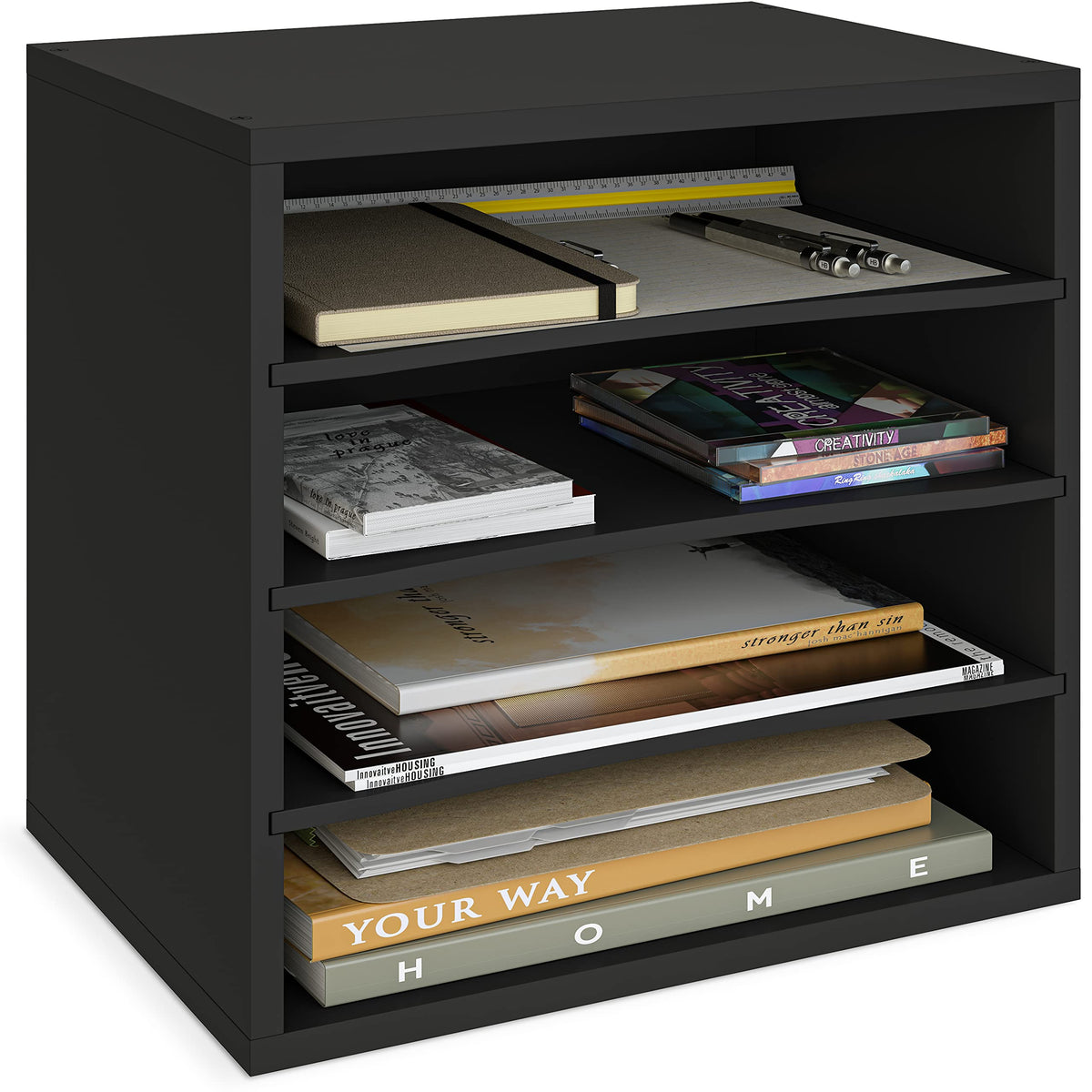 Ballucci 4-Tier Paper Organizer for Desk, Stackable Tray, Desk Storage Organizer Shelves, Stacking