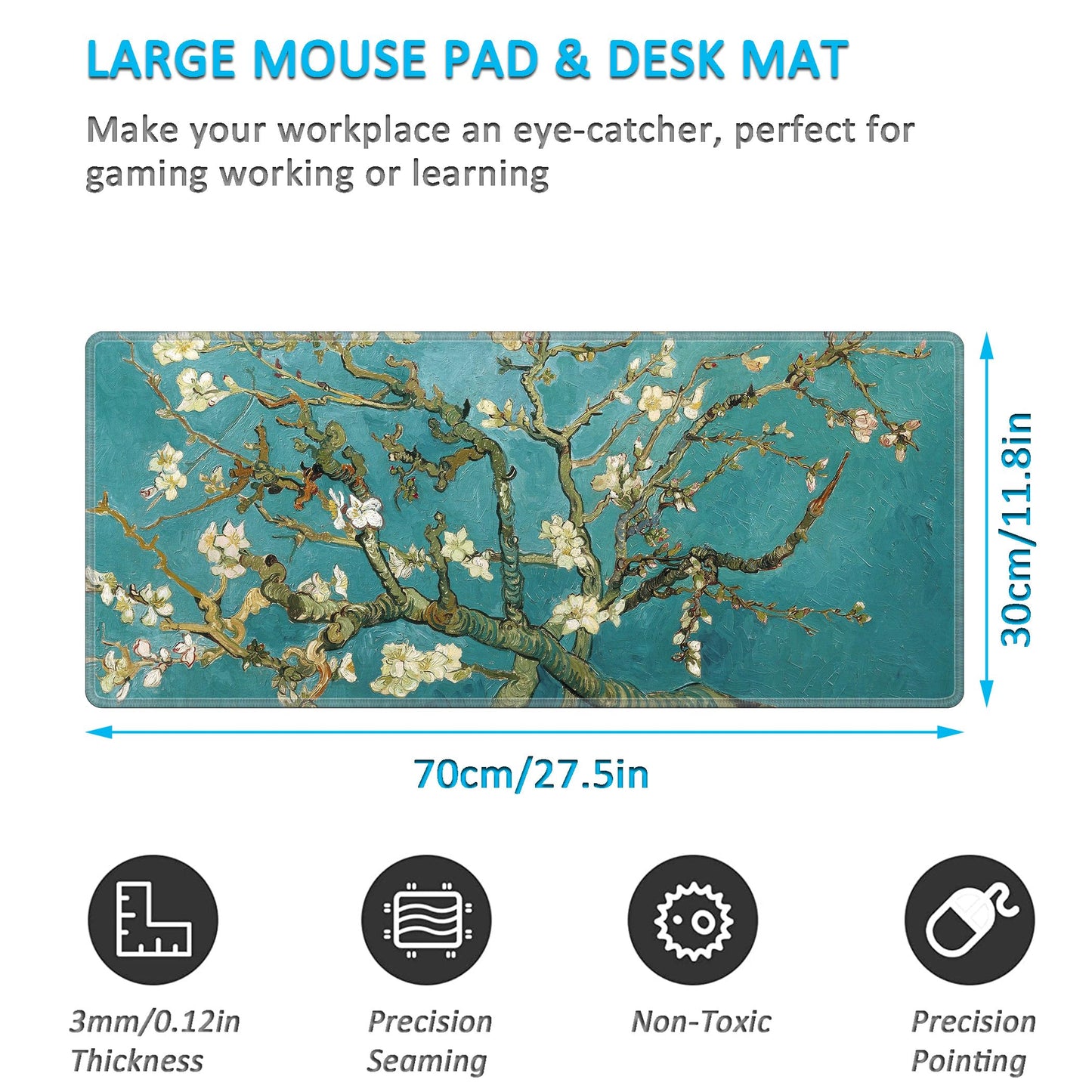 LL-COEUR XXL Landscape Gaming Mouse Pad Computer Keyboard Mat Office Desk Pad (Apricot, 27.5" x