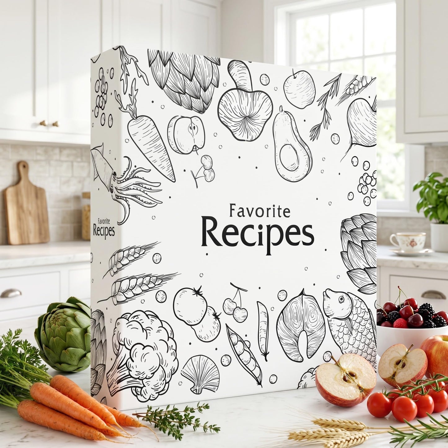 CraftSaints Recipe Binder 8.5x11, 3 Ring DIY Cookbook Kit 12 Dividers & 25 Plastic Sleeves & 25
