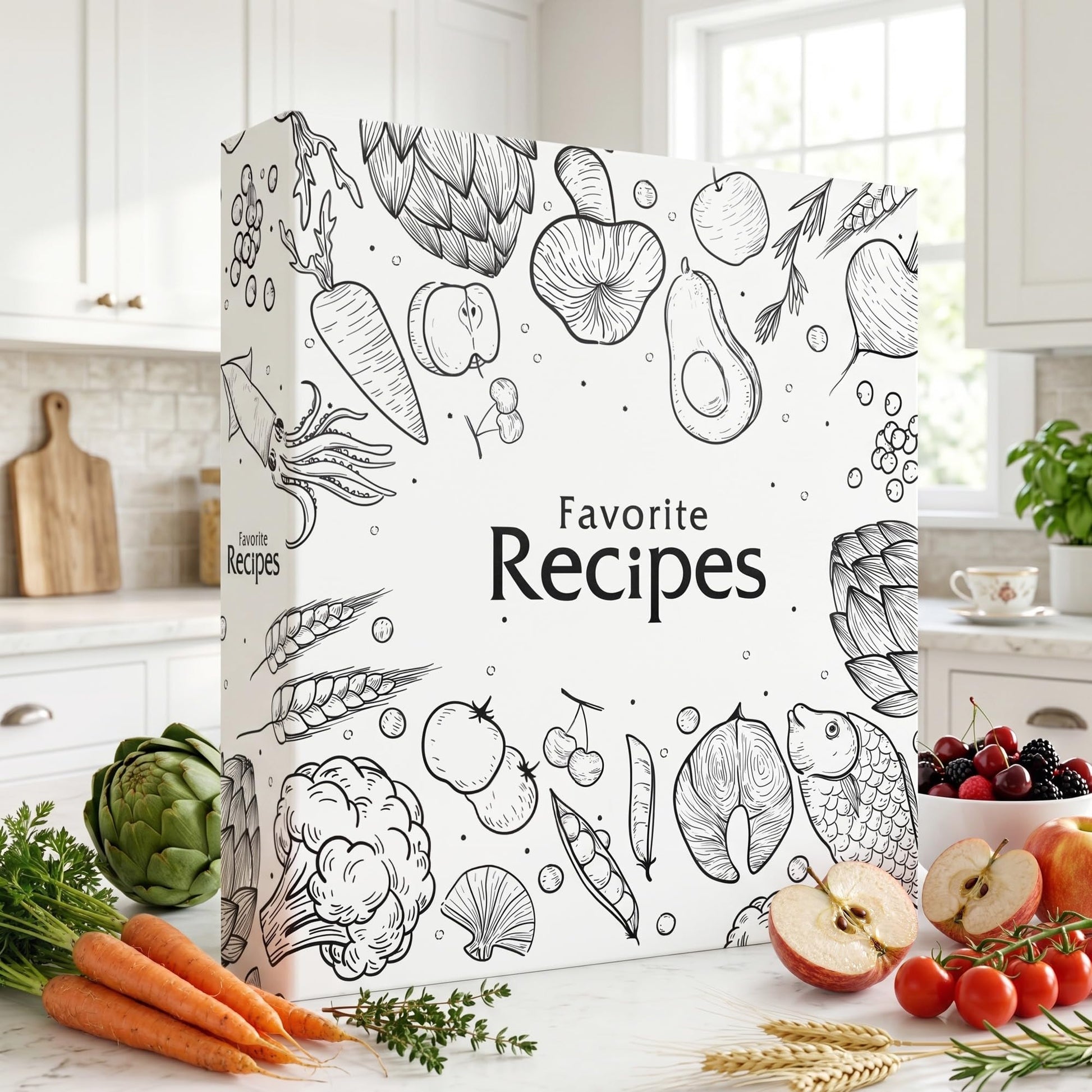 CraftSaints Recipe Binder 8.5x11, 3 Ring DIY Cookbook Kit 12 Dividers & 25 Plastic Sleeves & 25