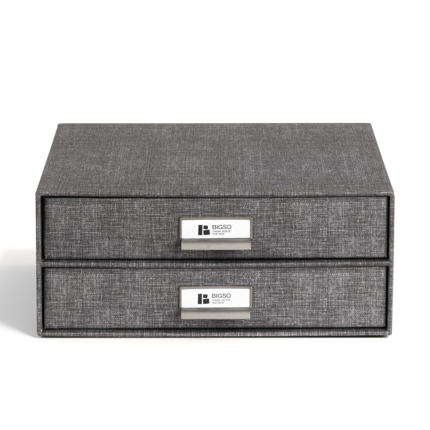 Bigso Birger 2-Drawer Canvas Fiberboard Easy Pull Handle Box - Desktop Drawers for A4 and Letter