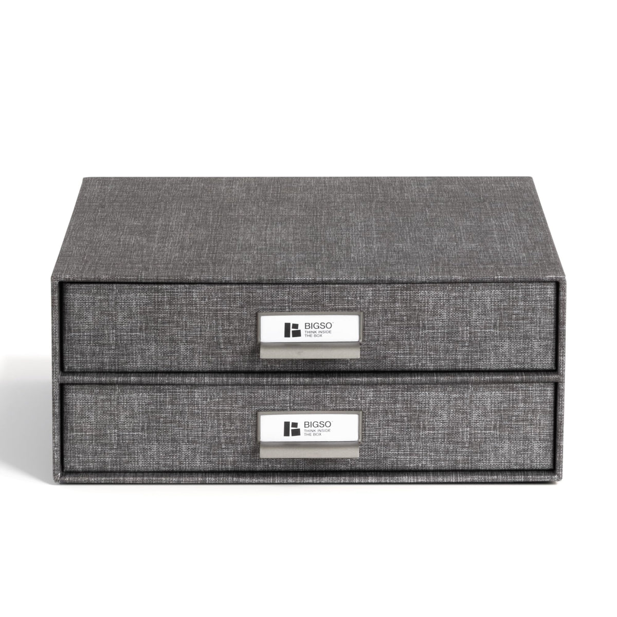 Bigso Birger 2-Drawer Canvas Fiberboard Easy Pull Handle Box - Desktop Drawers for A4 and Letter